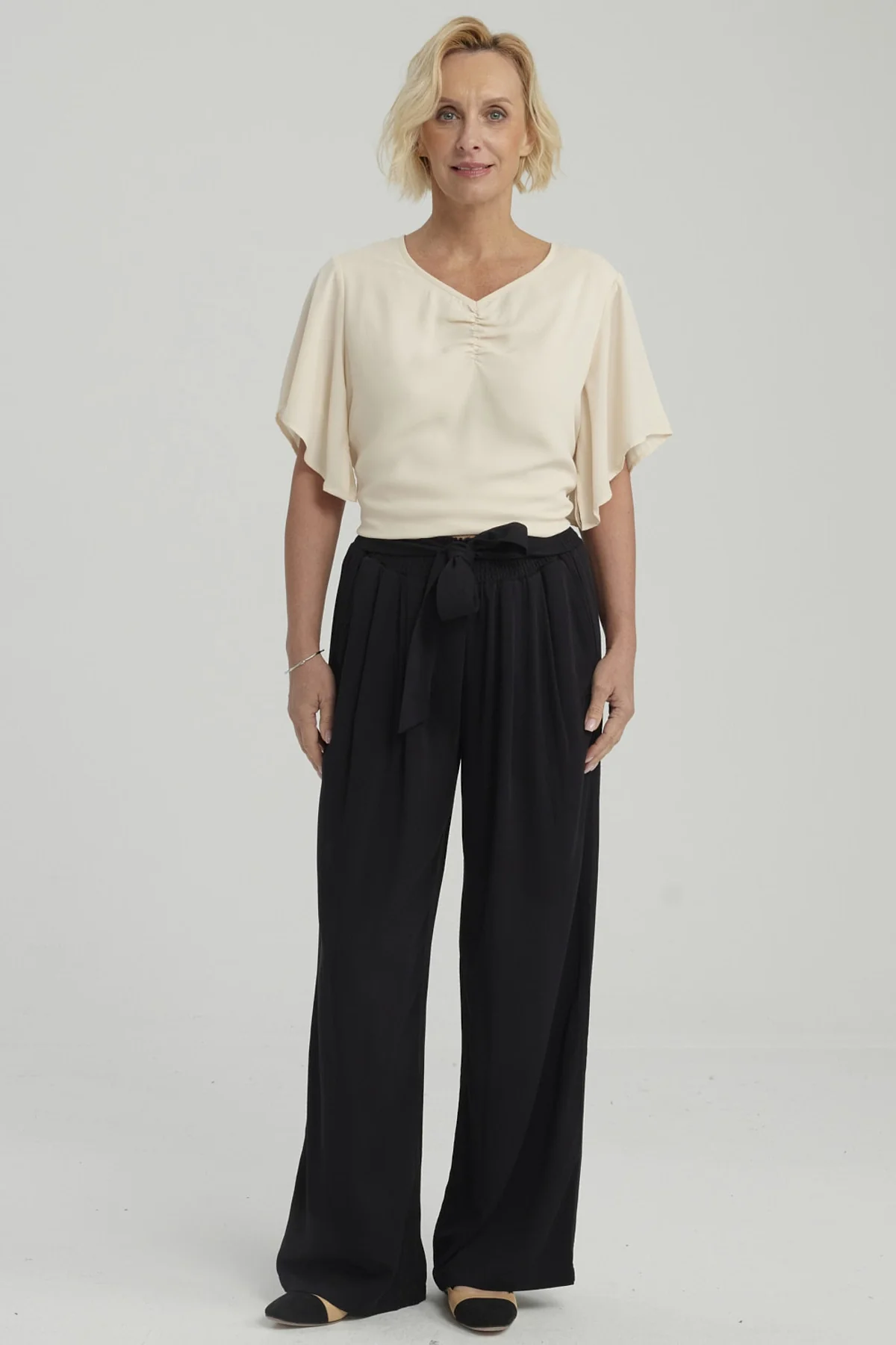 Pantalón Mujer Palazzo Print Negro - Image 4