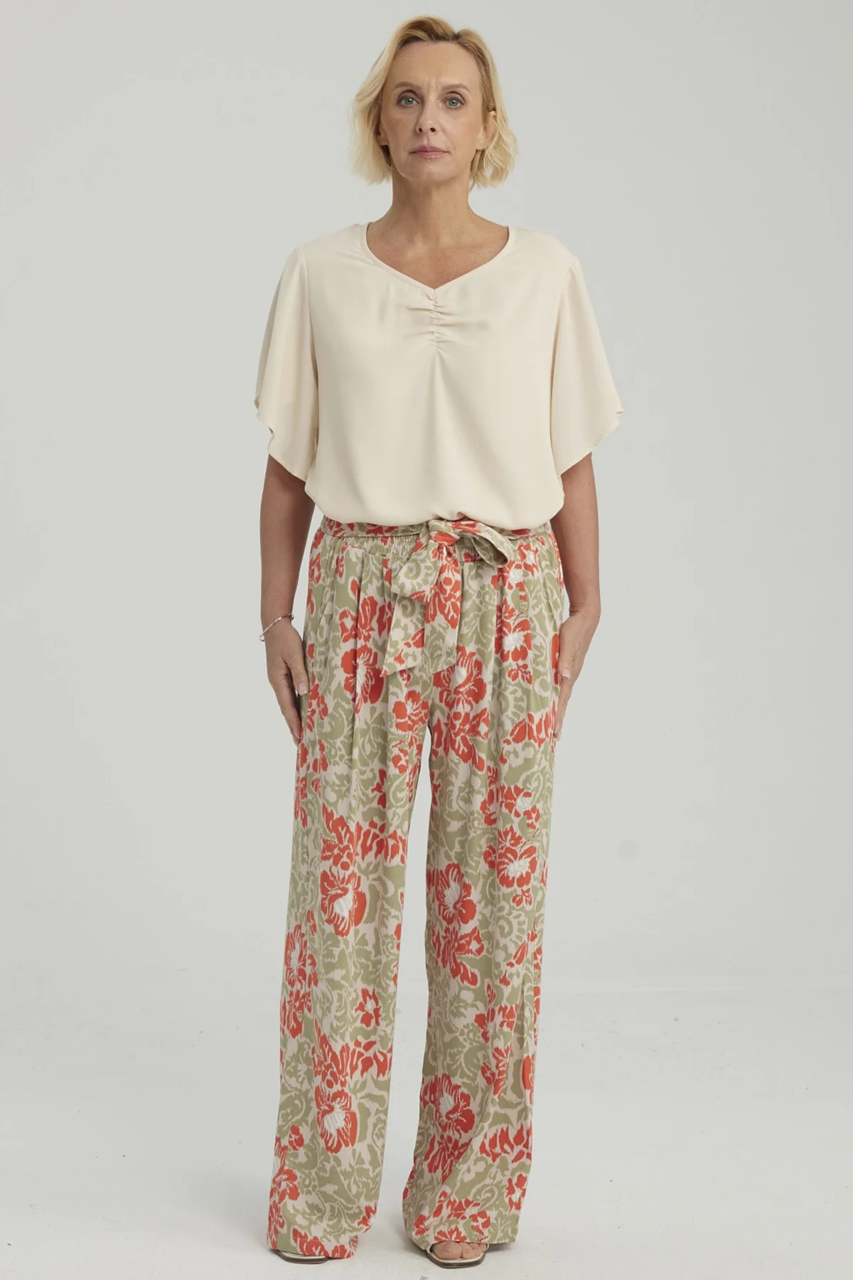 Pantalón Mujer Palazzo Print Verde Claro - Image 4