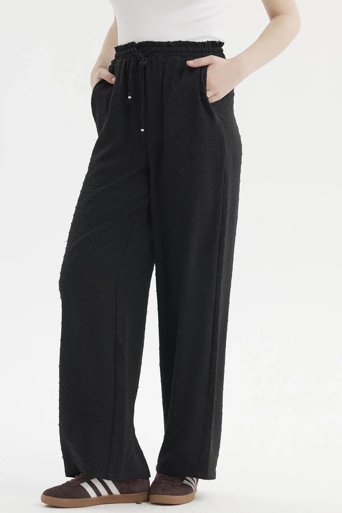 Pantalón Mujer Plumeti Pretina Elasticada Negro - Image 2