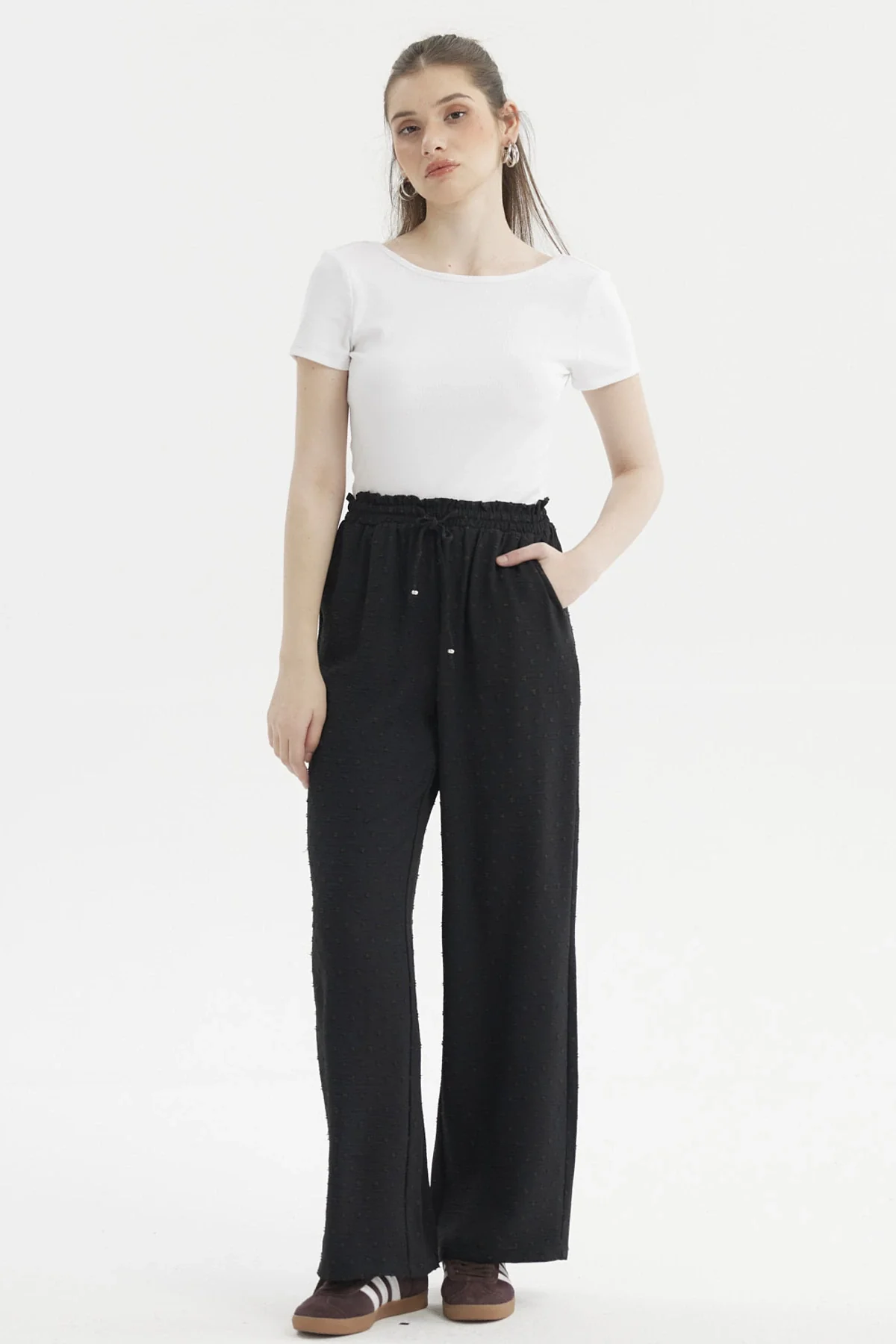 Pantalón Mujer Plumeti Pretina Elasticada Negro - Image 4