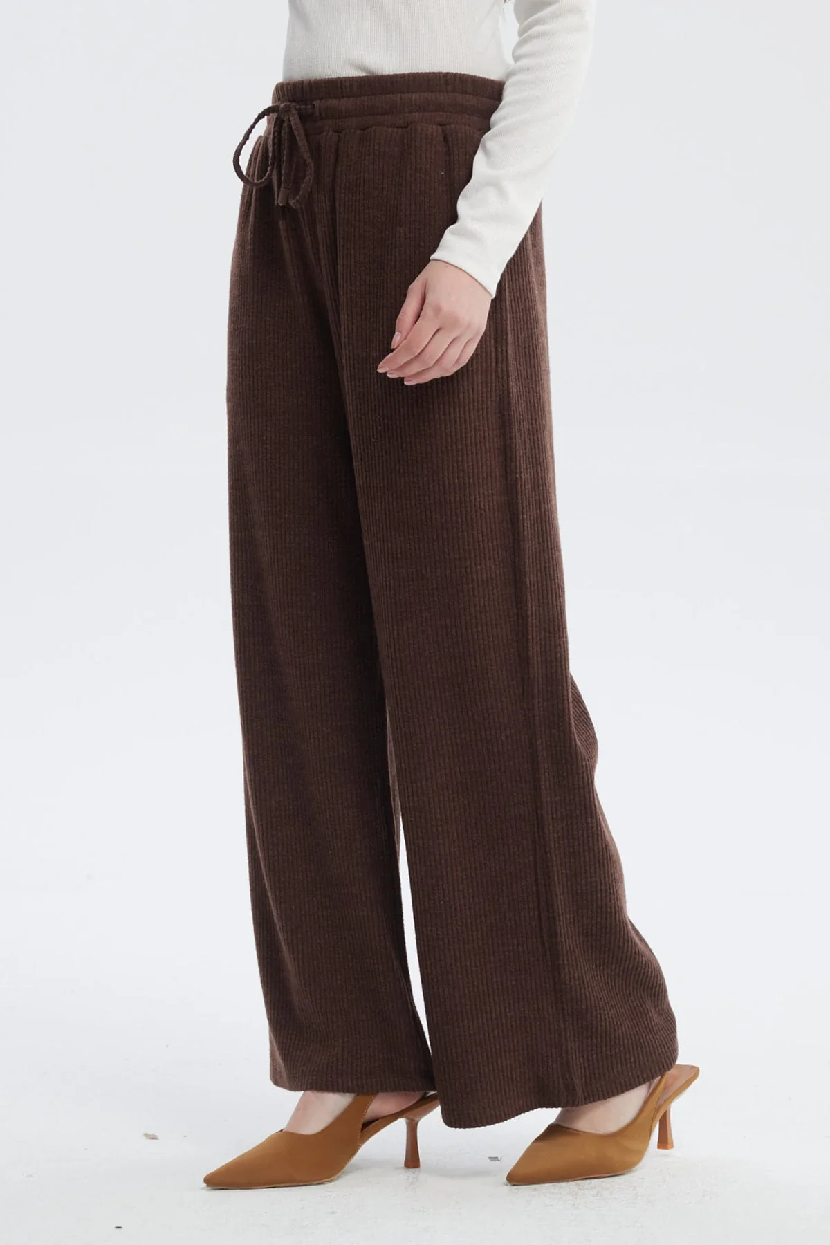 Pantalón Mujer Pretina Con Cordón Chocolate - Image 2