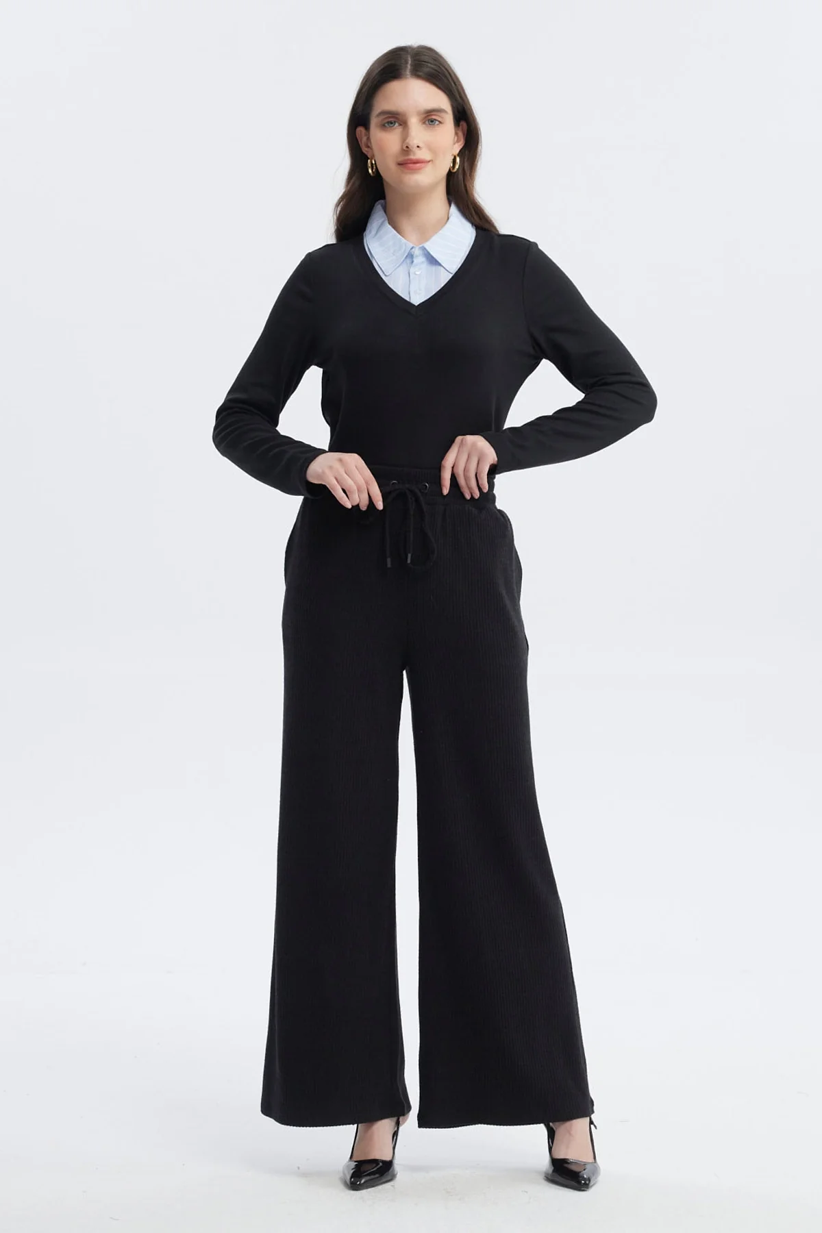 Pantalón Mujer Pretina Con Cordón Negro - Image 4