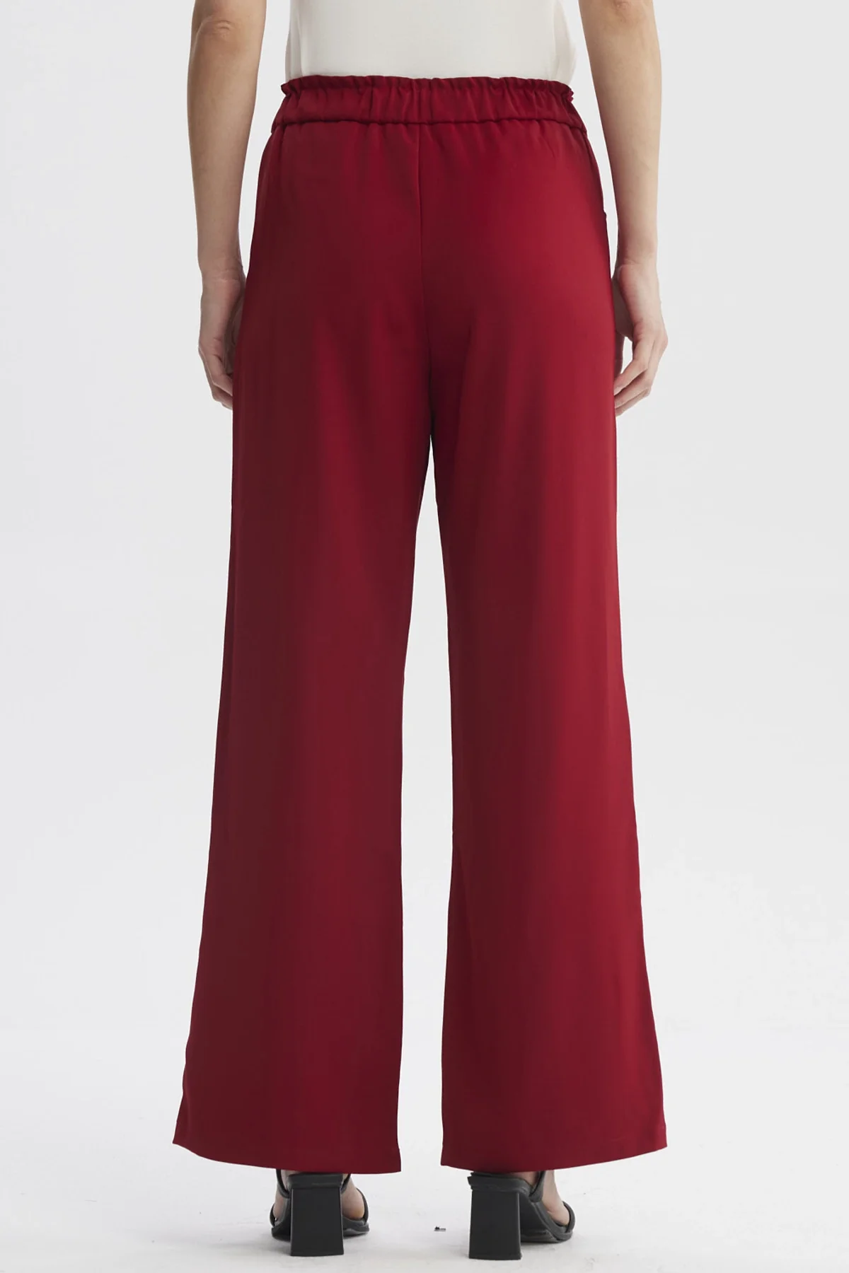 Pantalón Mujer Pretina Con Cordón Rojo Oscuro - Image 3