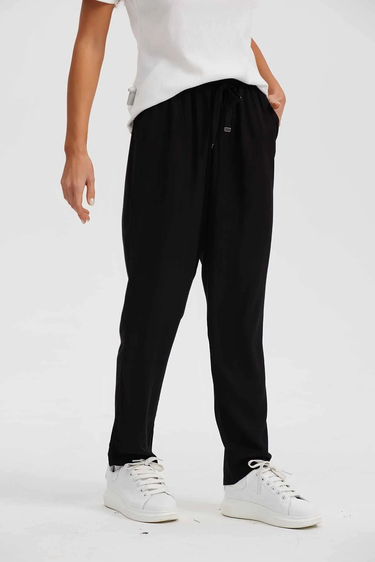 Pantalón Mujer Recto Cordones Negro - Image 2