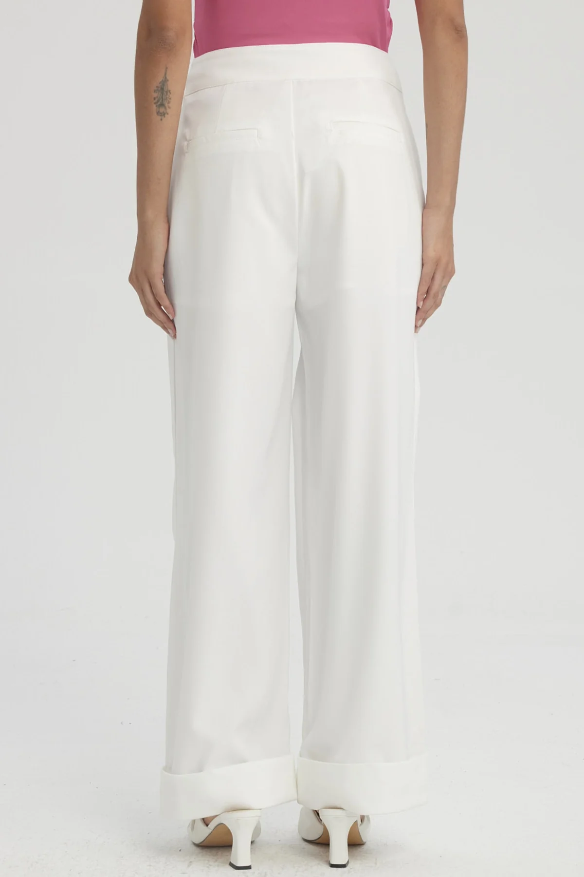 Pantalón Mujer Sastrero Aplicación Botón Costado Crudo - Image 3
