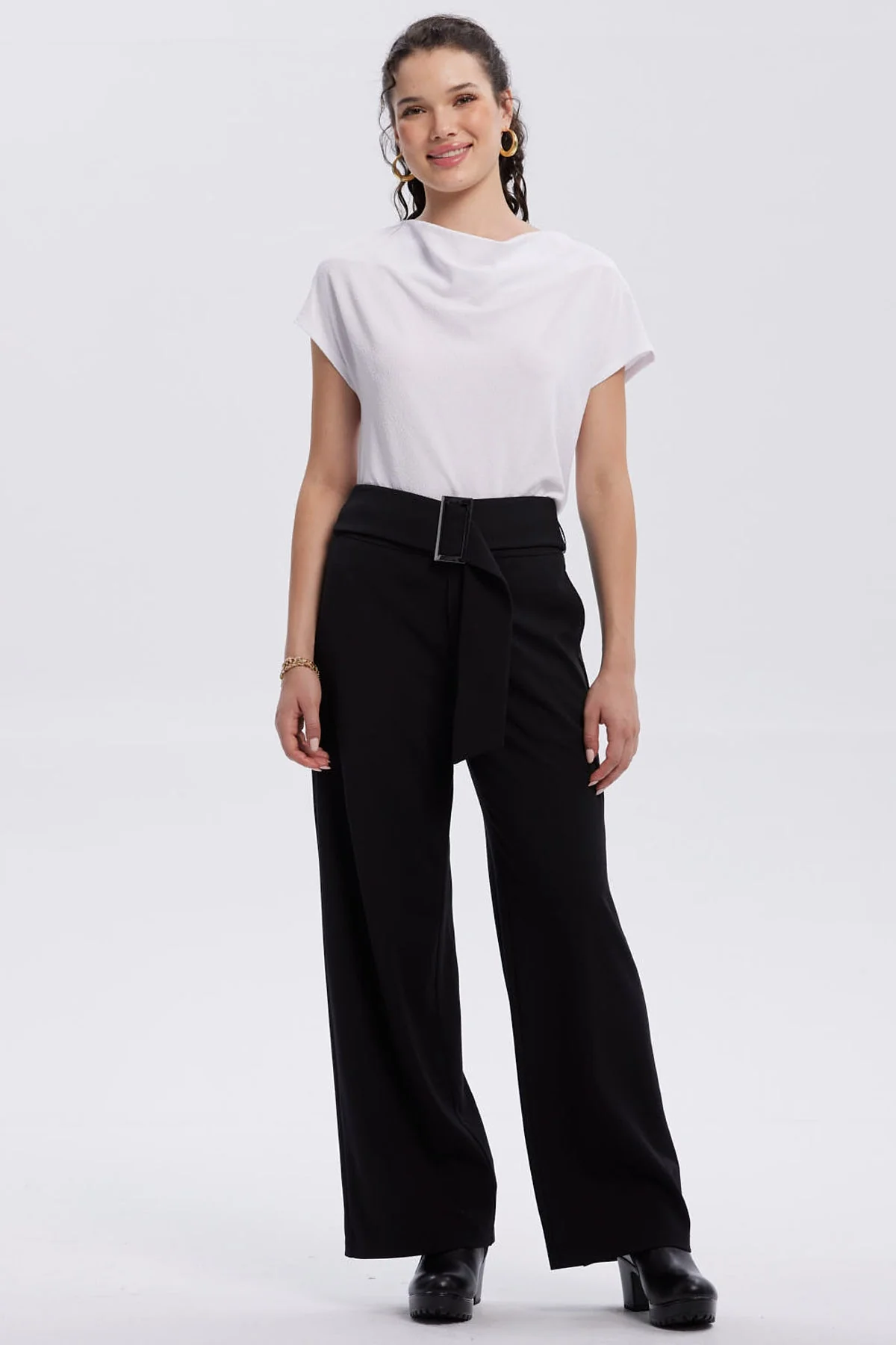 Pantalón Mujer Sastrero Con Cinturón Negro - Image 4