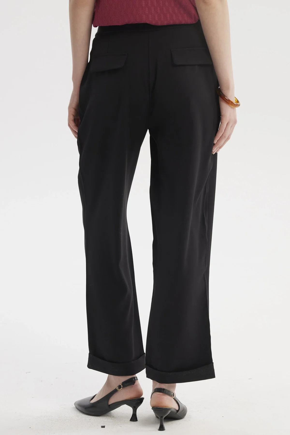 Pantalón Mujer Sastrero Dobladillo Basta Negro - Image 3