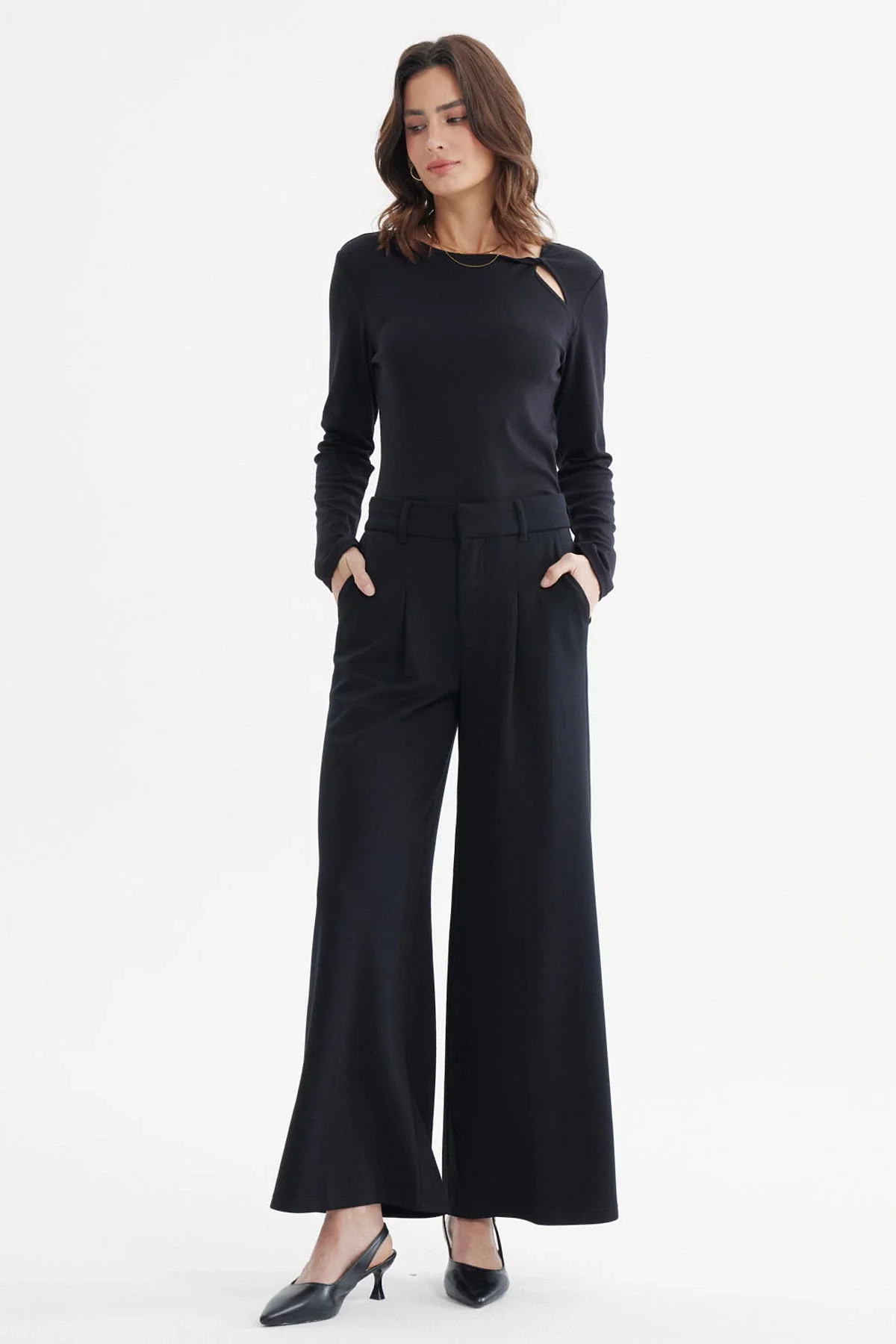 Pantalón Mujer Sastrero Pinza Delantero Negro - Image 4