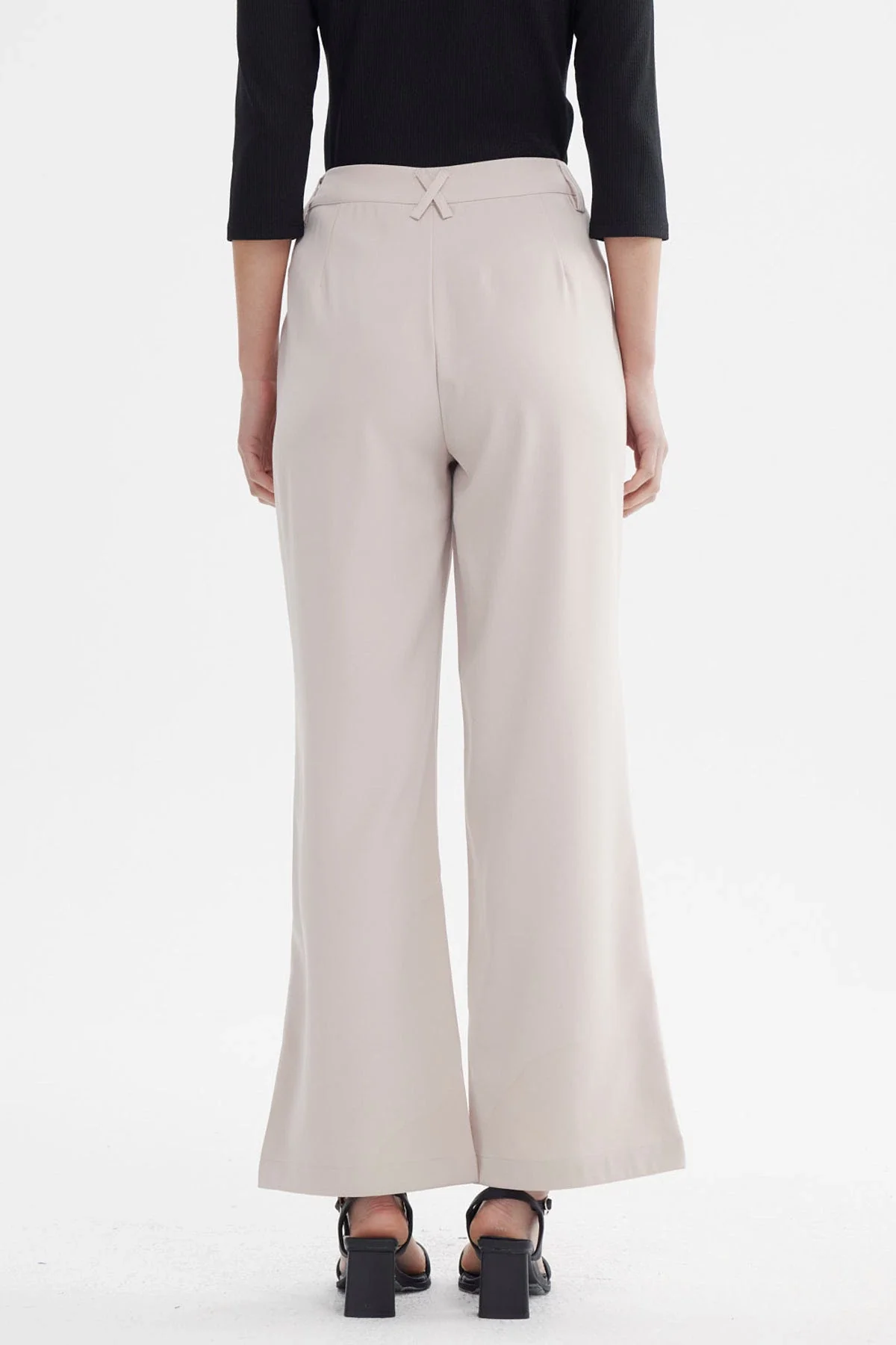 Pantalón Mujer Sastrero Pretina Botón Beige - Image 3
