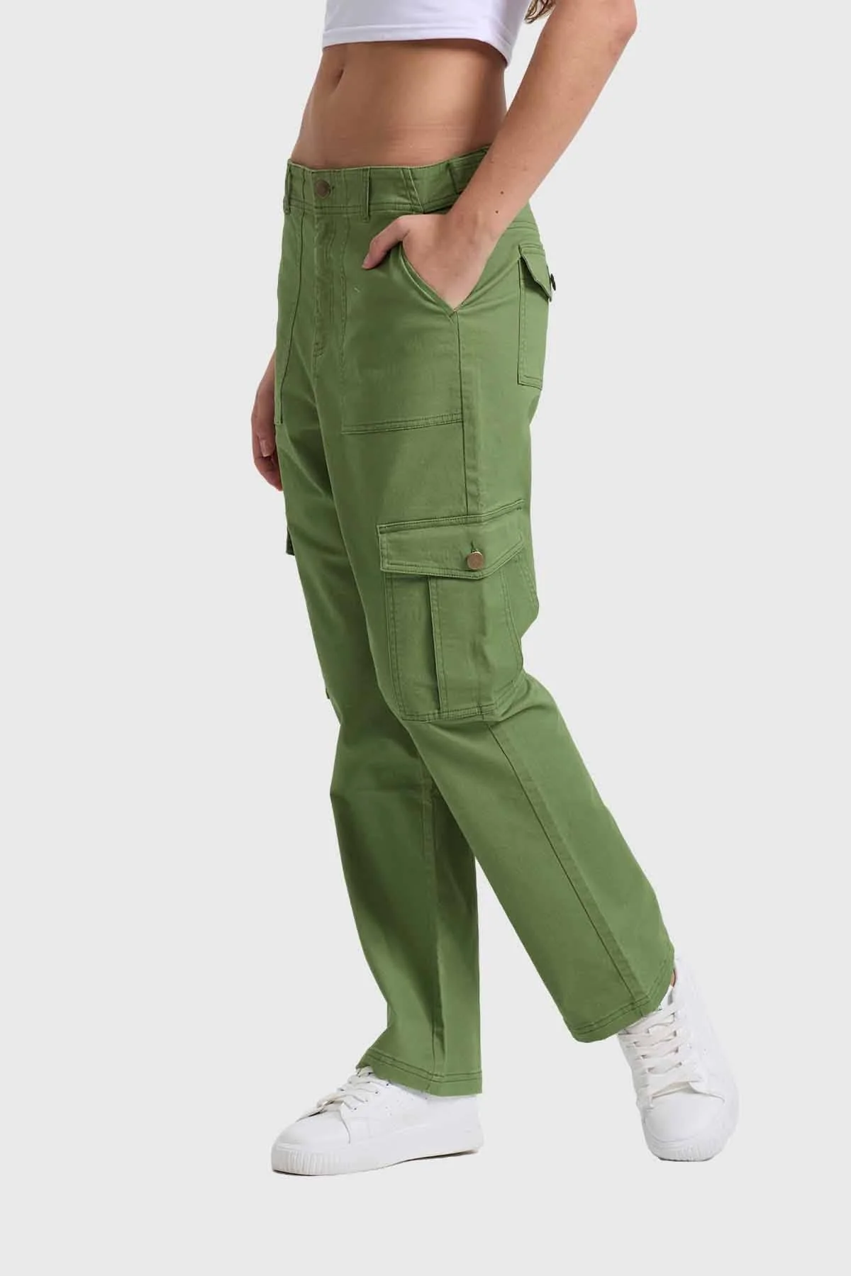 Pantalón Mujer Semi Recto Gabardina Verde - Image 2