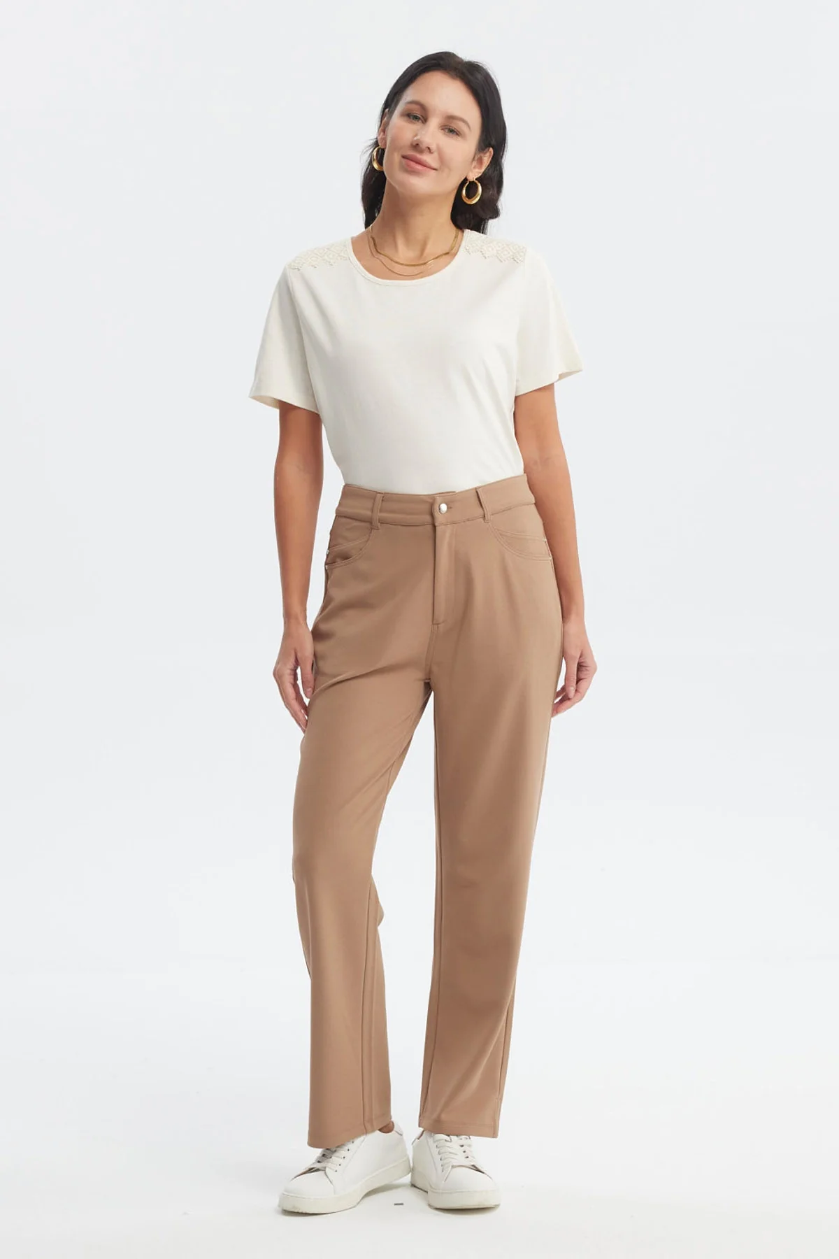 Pantalón Mujer Slim Café Claro - Image 4