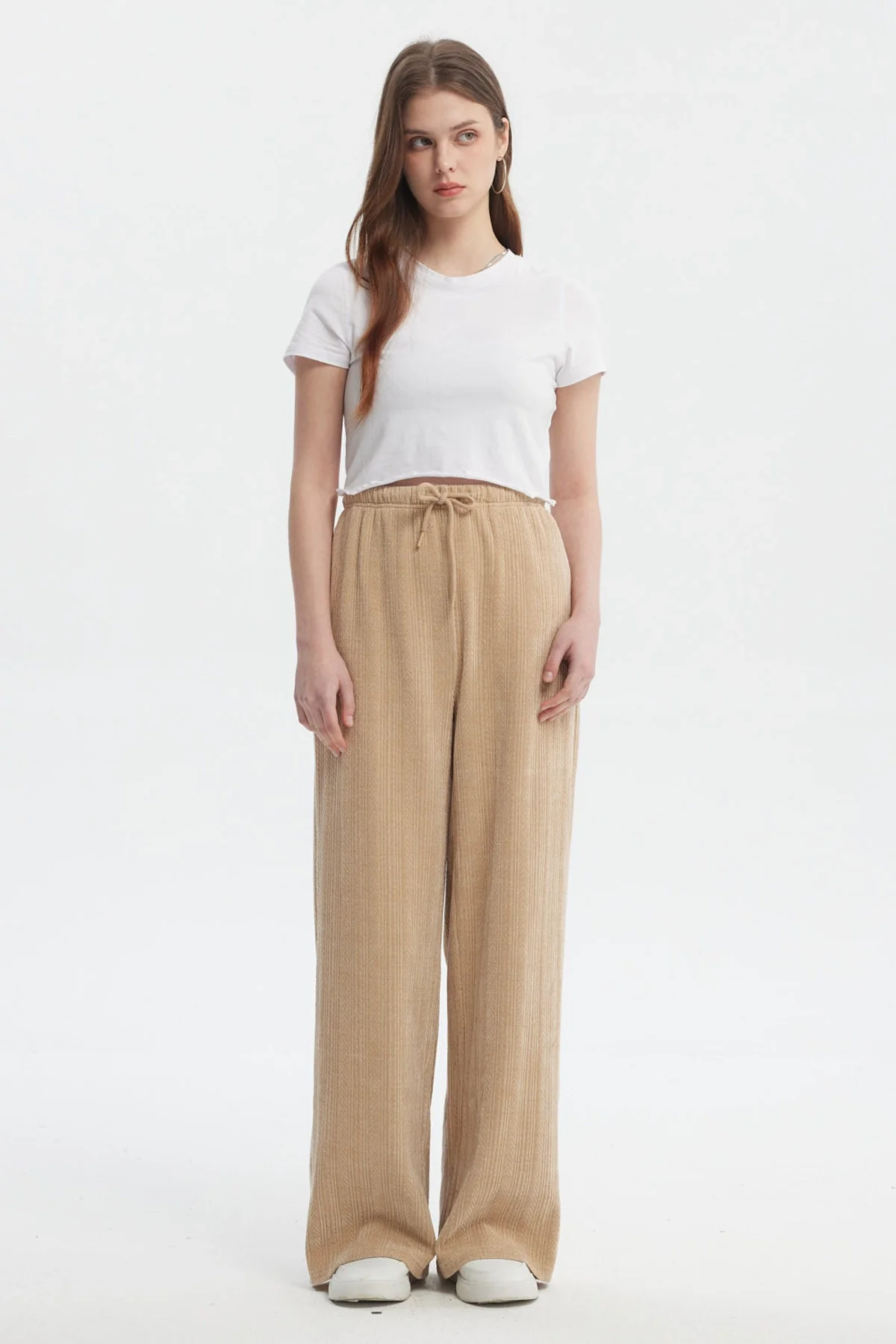 Pantalón Mujer Wide Leg Beige - Image 4