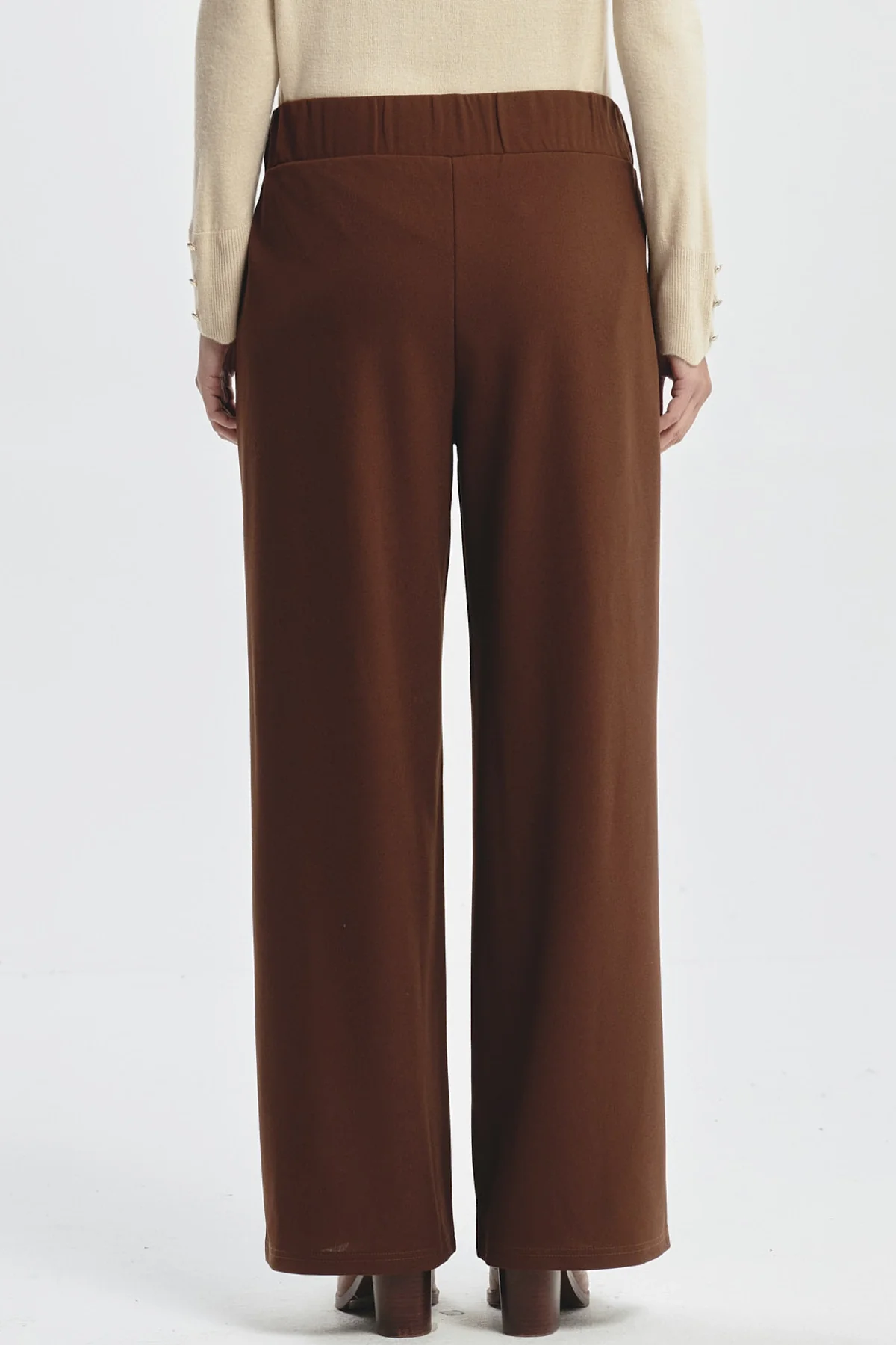 Pantalón Mujer Wide Leg Café - Image 3