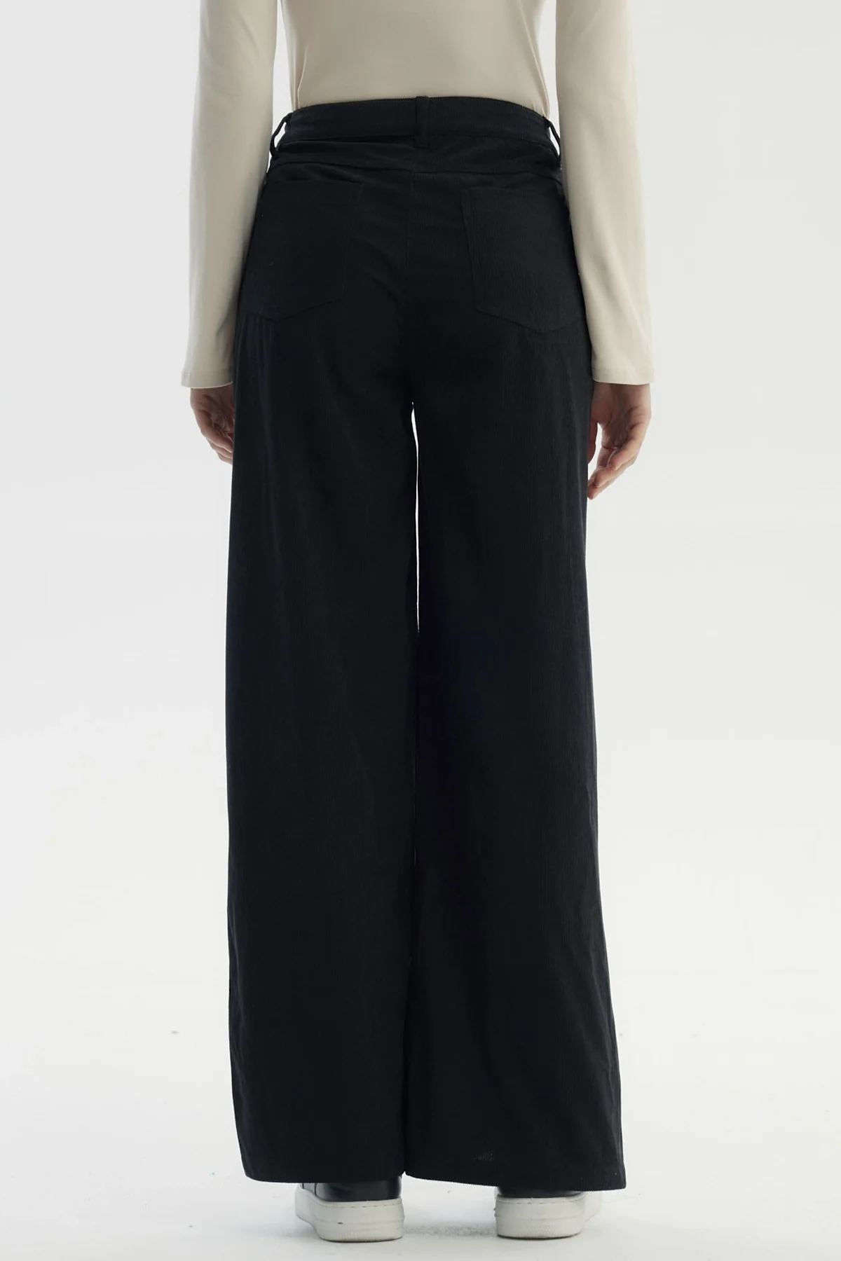 Pantalón Mujer Wide Leg Cotelé Negro - Image 3