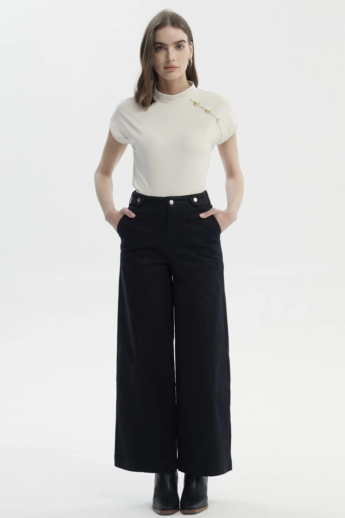 Pantalón Mujer Wide Leg Negro - Image 4