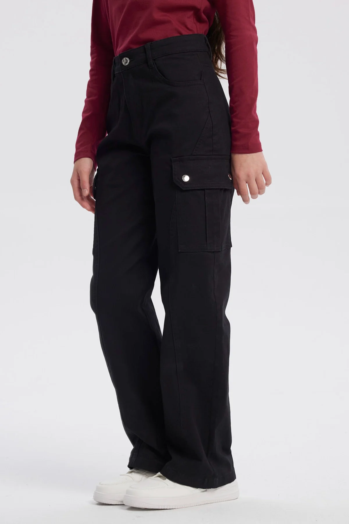 Pantalón Niña Baggy Cargo Negro - Image 2
