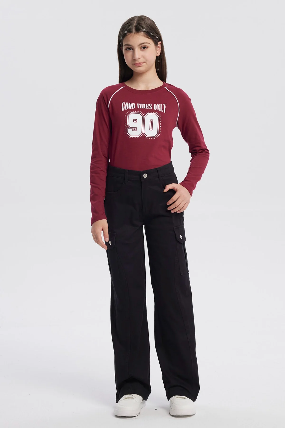 Pantalón Niña Baggy Cargo Negro - Image 4