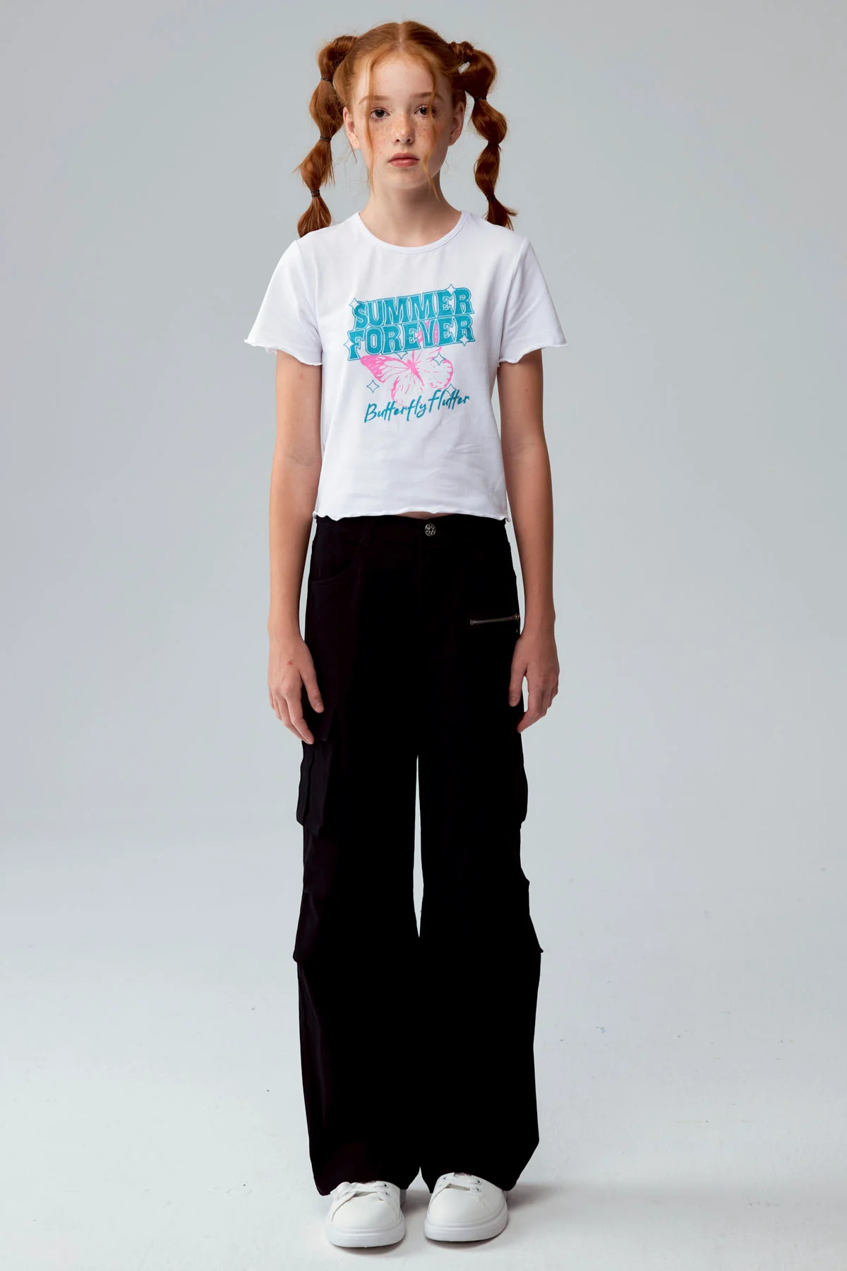 Pantalón Niña Calce Recto Cargo Negro - Image 4