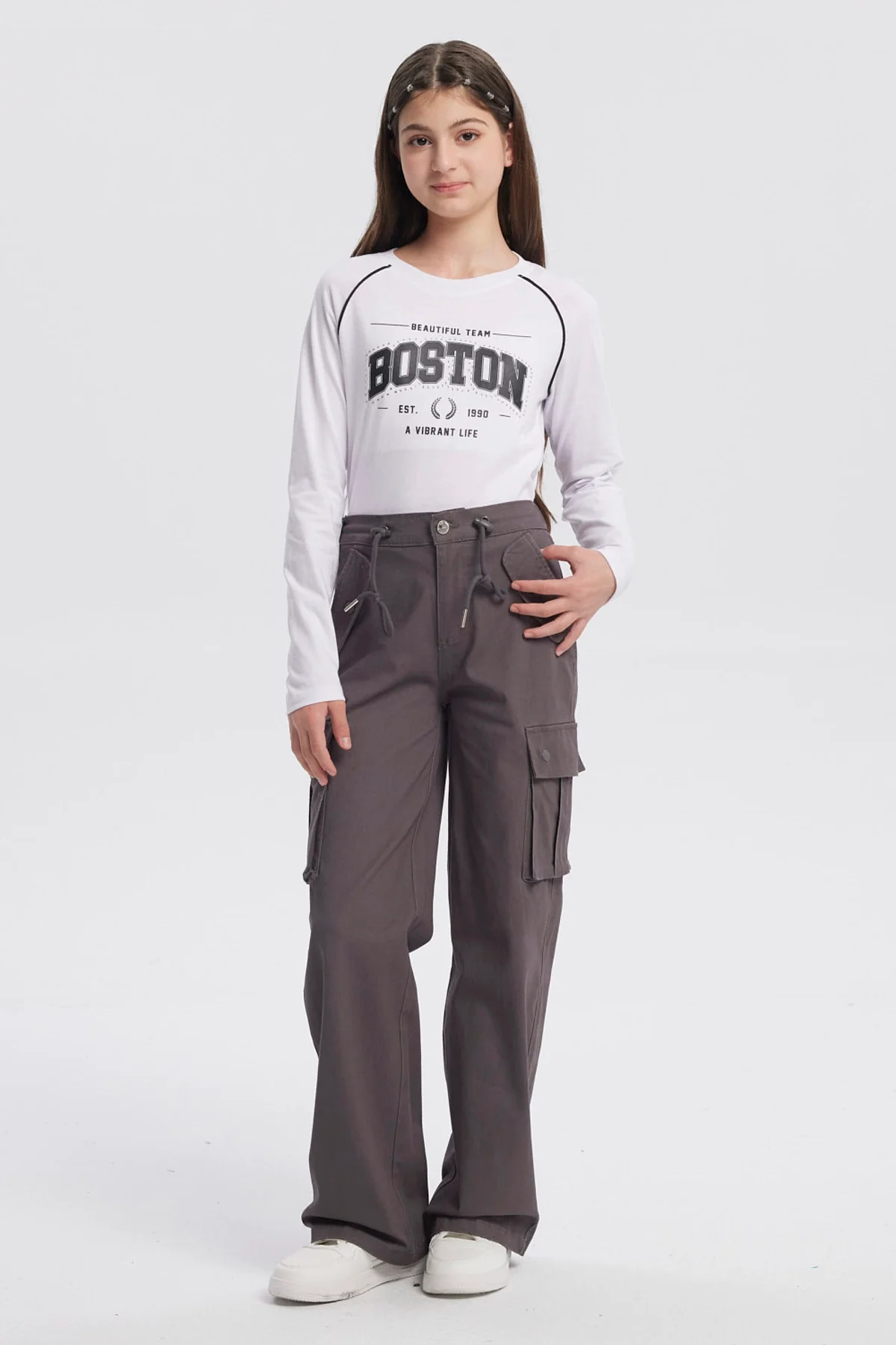 Pantalón Niña Cargo Cordón Marengo - Image 4