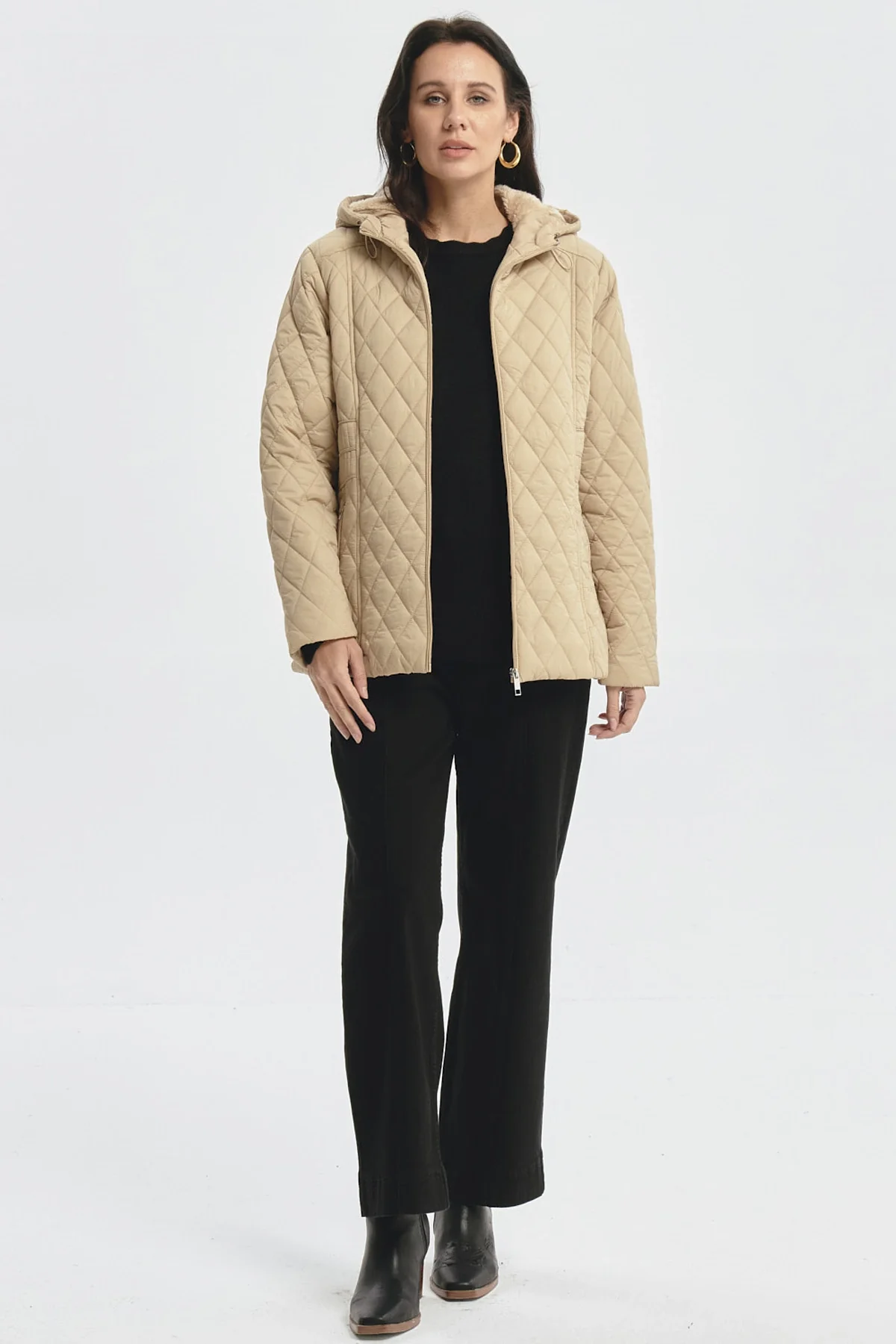 Parka Mujer Con Chiporro Beige - Image 4