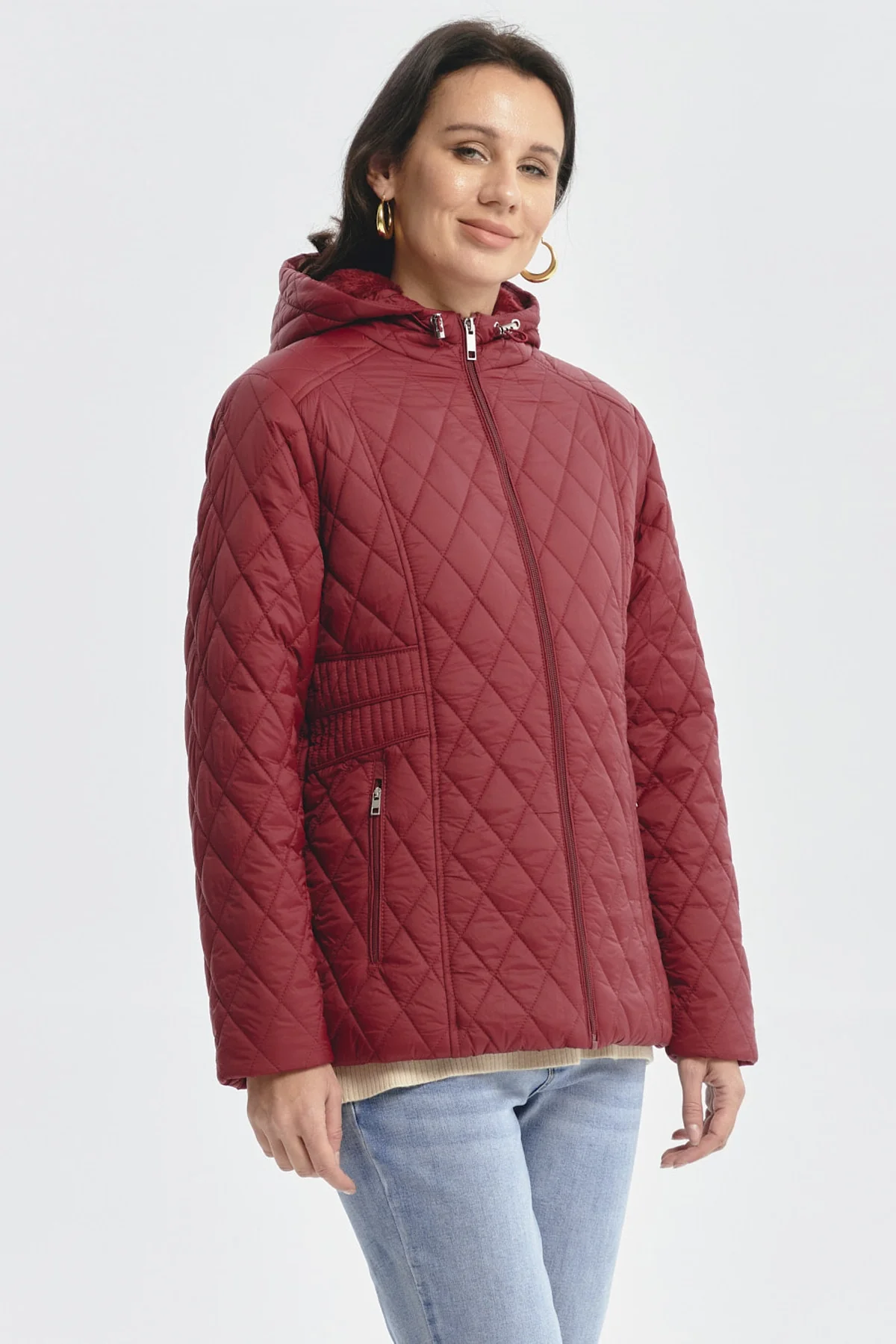 Parka Mujer Con Chiporro Rojo Oscuro - Image 2