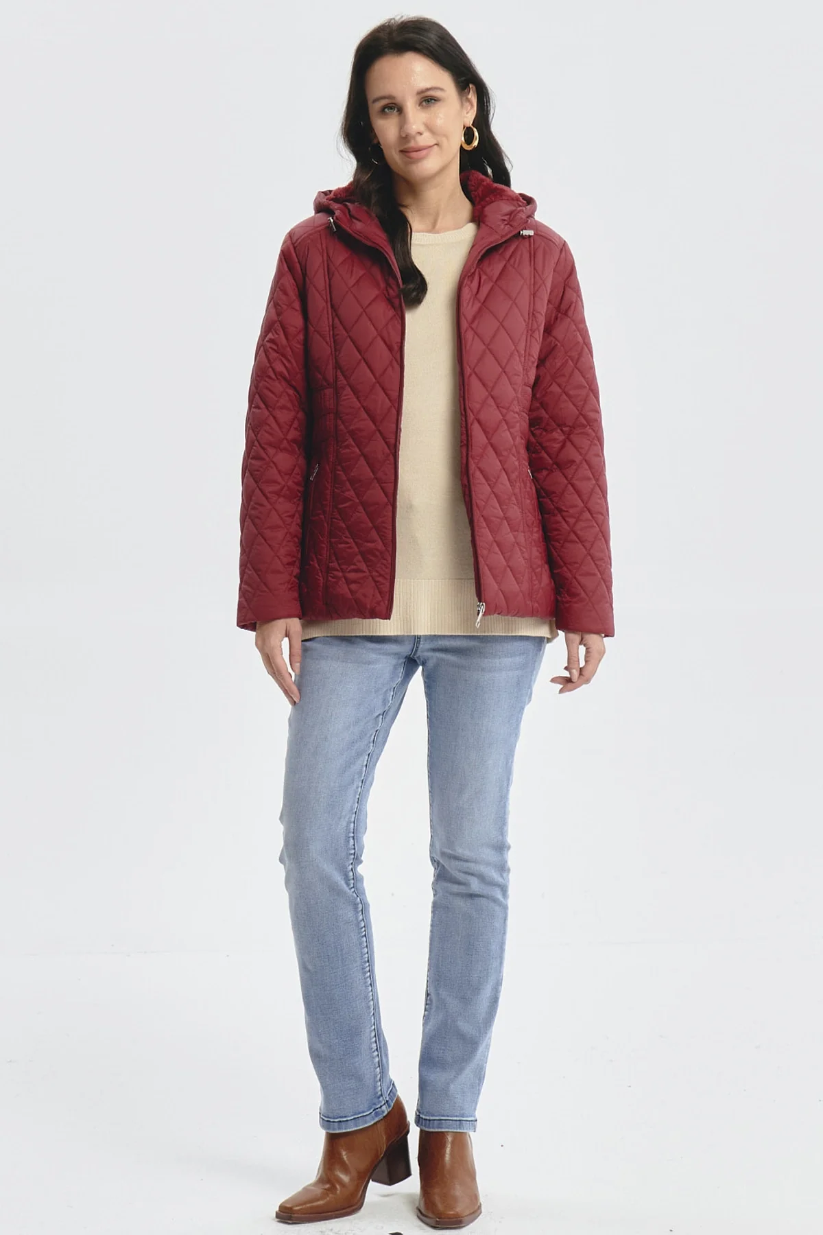 Parka Mujer Con Chiporro Rojo Oscuro - Image 4