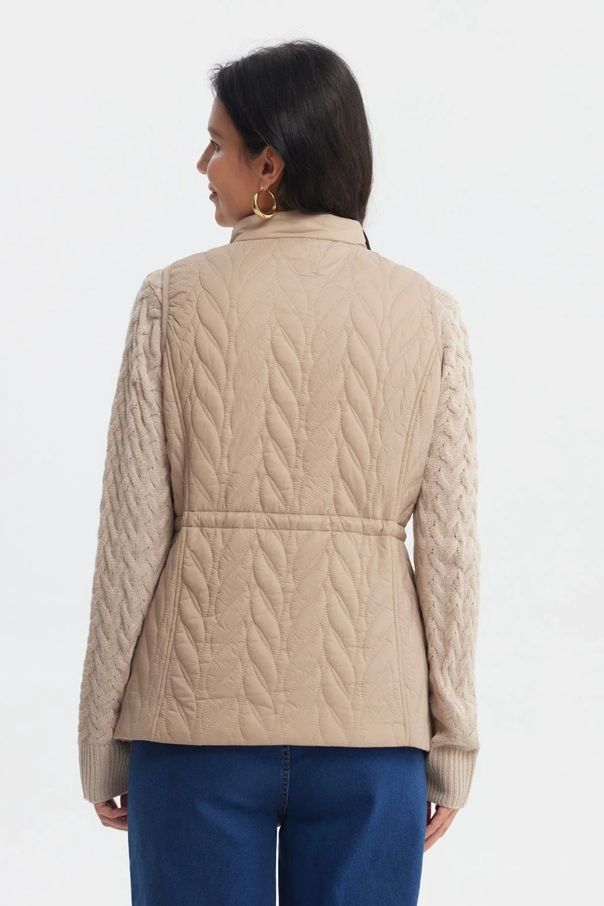 Parka Mujer Con Rombos Beige - Image 2