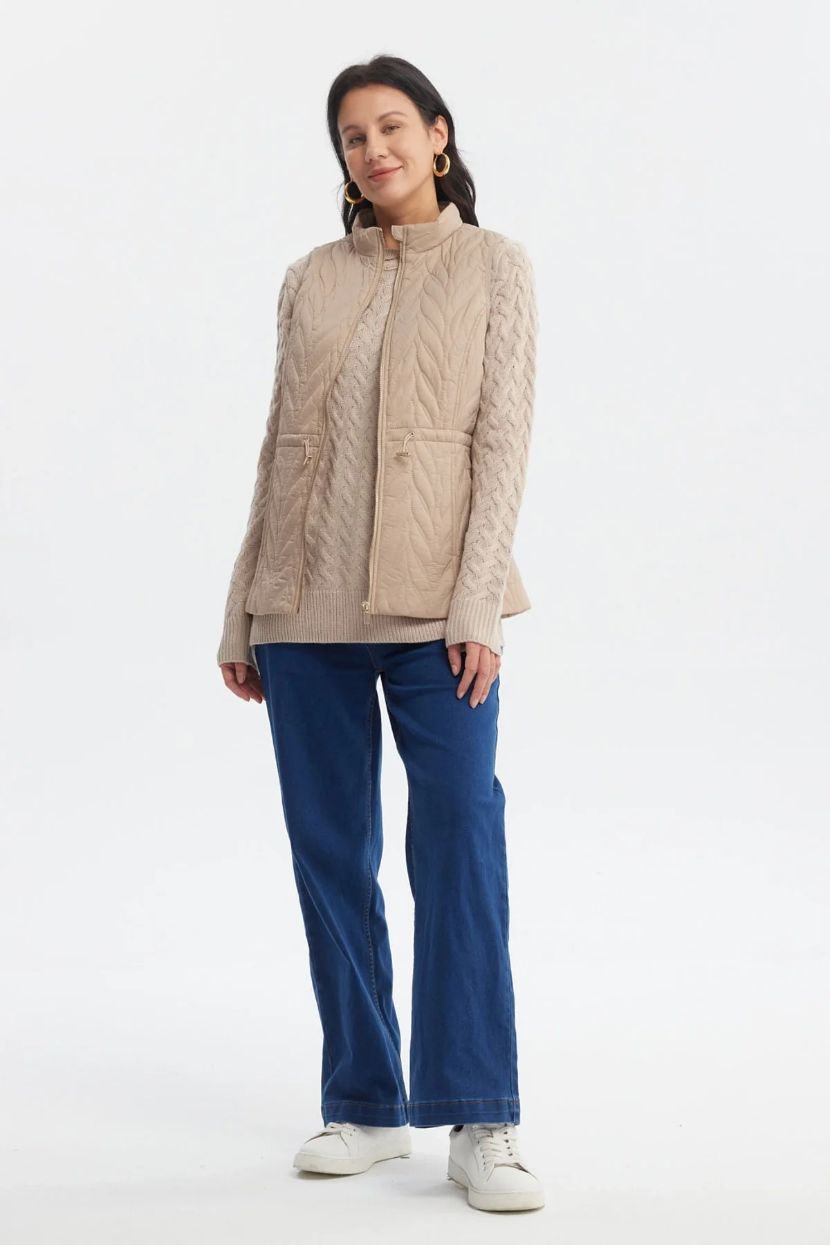 Parka Mujer Con Rombos Beige - Image 4