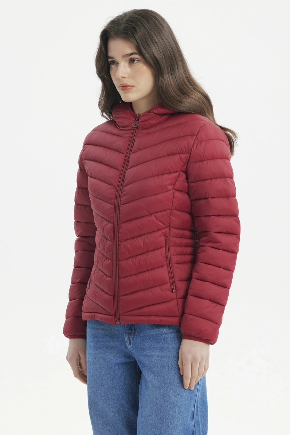 Parka Mujer Corta Plummy Cortes Burdeo - Image 2