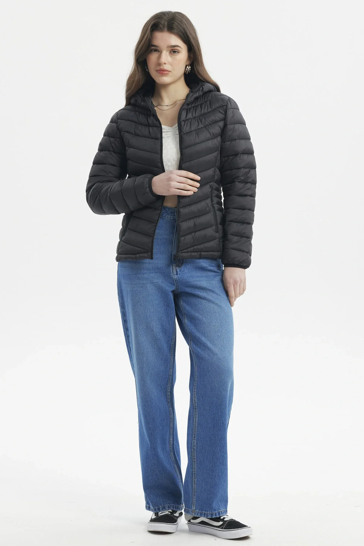 Parka Mujer Corta Plummy Cortes Negro - Image 4