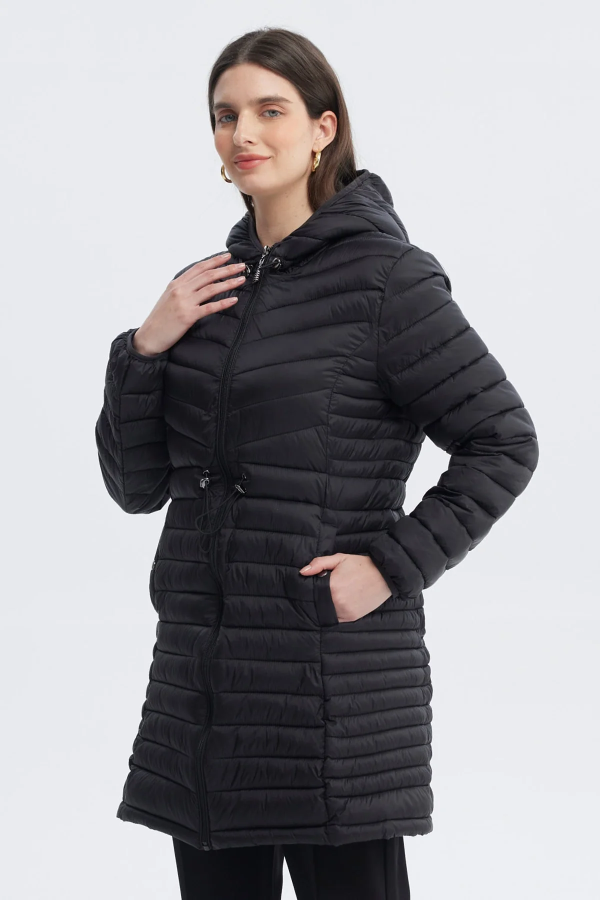 Parka Mujer Larga Básica Negro - Image 2