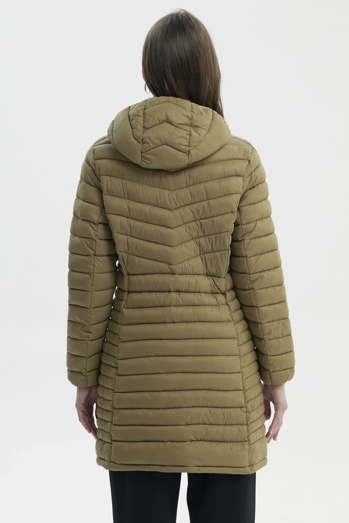 Parka Mujer Larga Básica Verde Militar - Image 3
