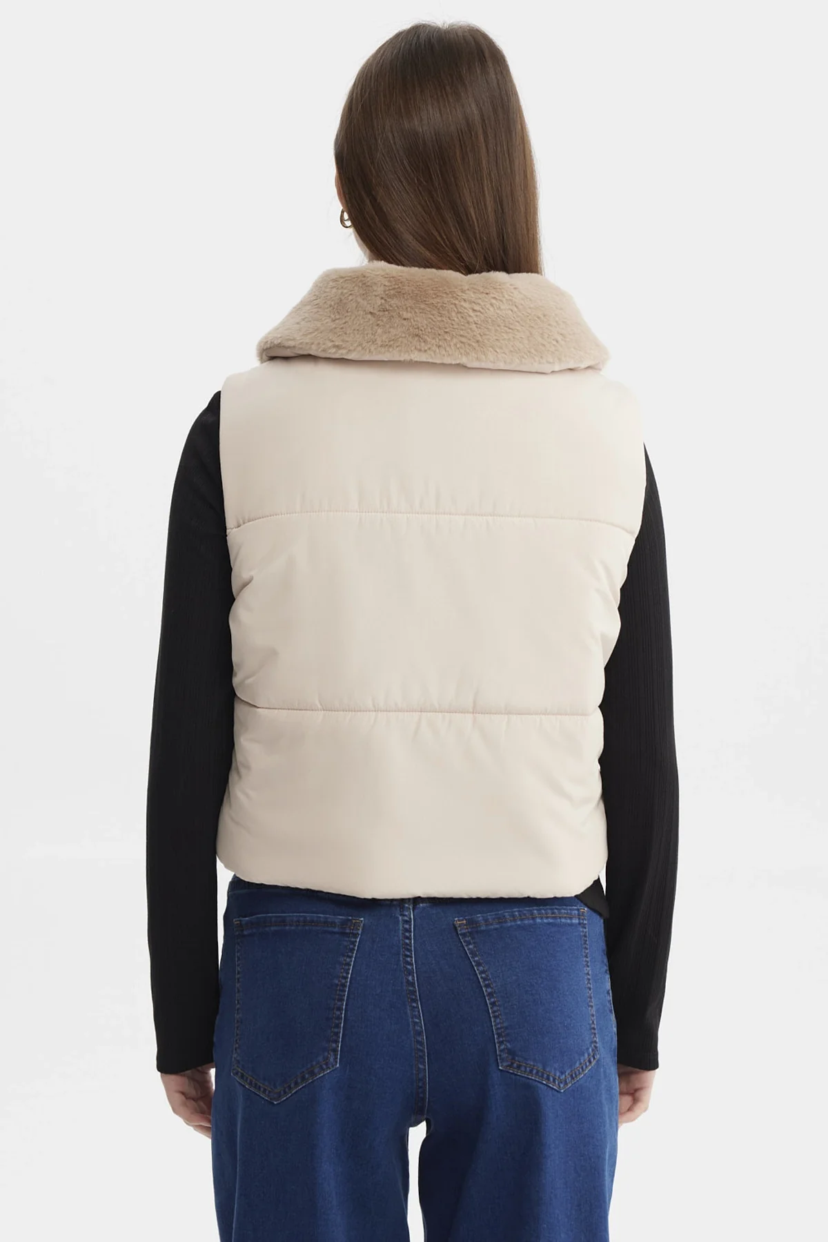Parka Mujer Liso Full Zipper Beige - Image 3