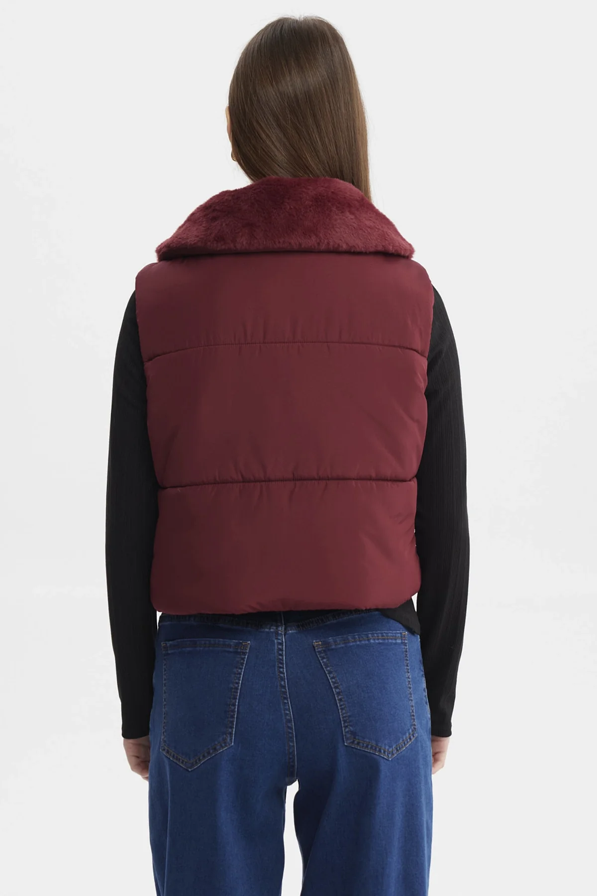 Parka Mujer Liso Full Zipper Vino - Image 3