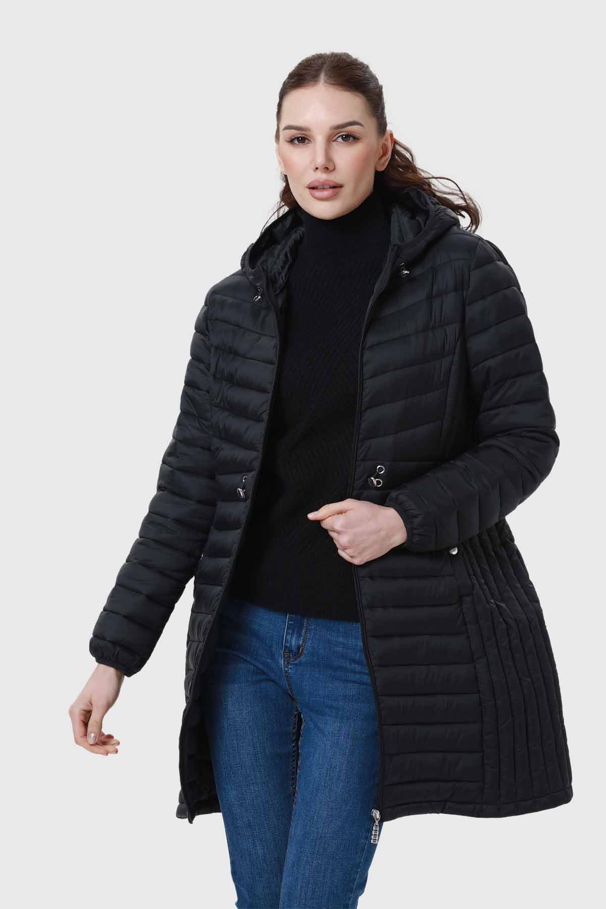 Parka Mujer Modelo Largo Negro - Image 2