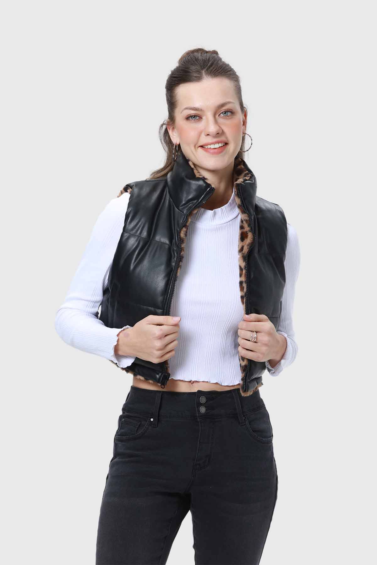 Parka Mujer Piel Reversible Café - Image 2