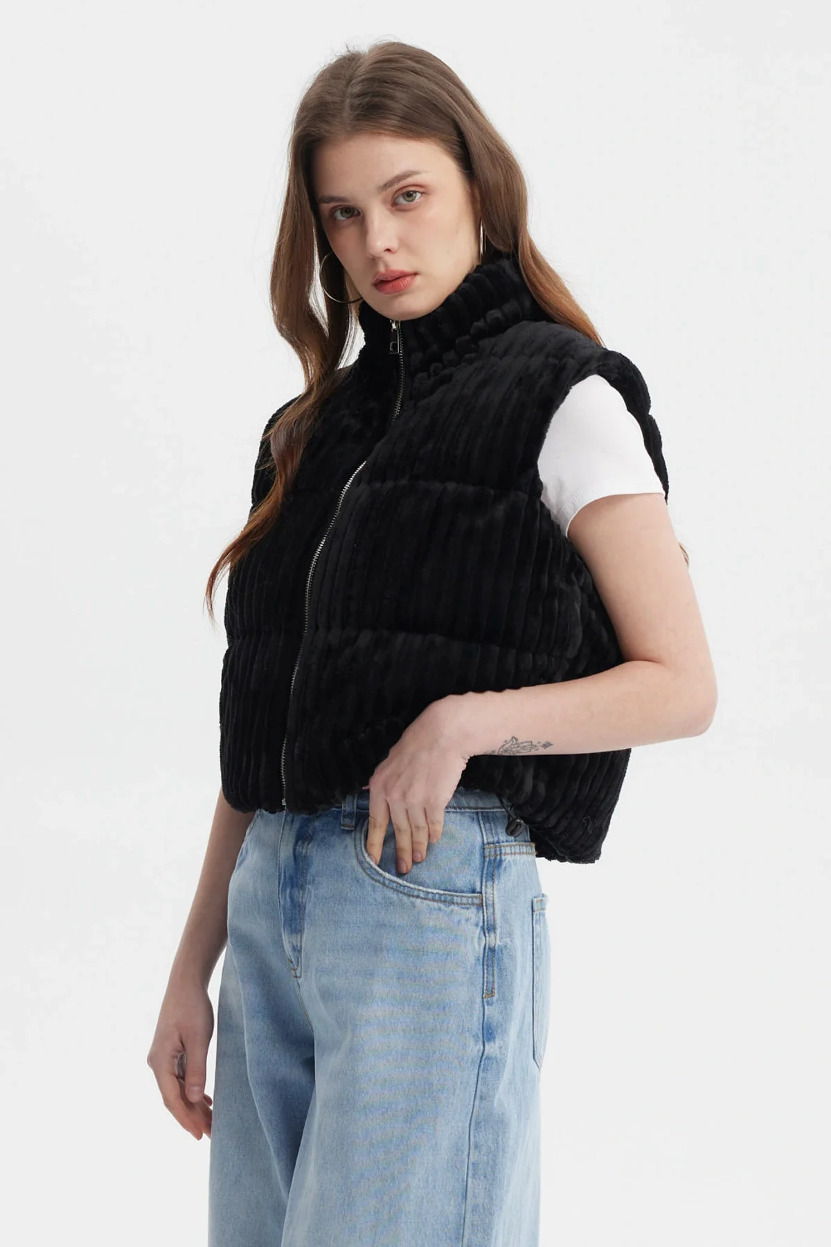 Parka Mujer Sin Mangas Polar Negro - Image 2