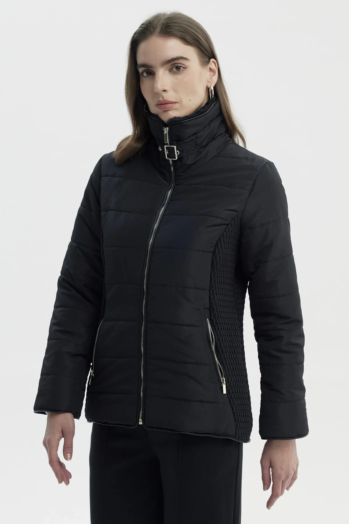 Parka Mujer Slim Negro - Image 2