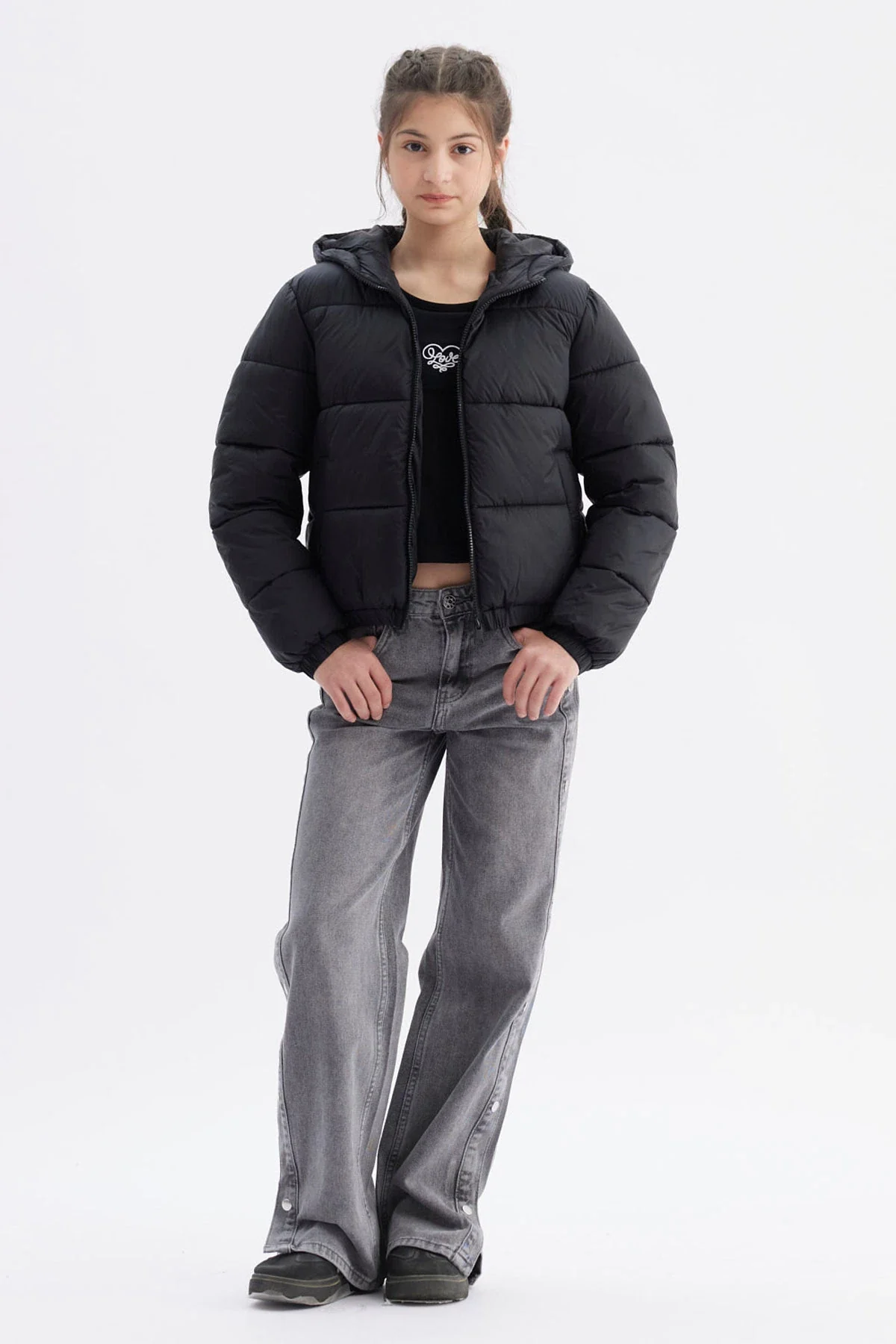 Parka Niña Básica Teen Negro - Image 4