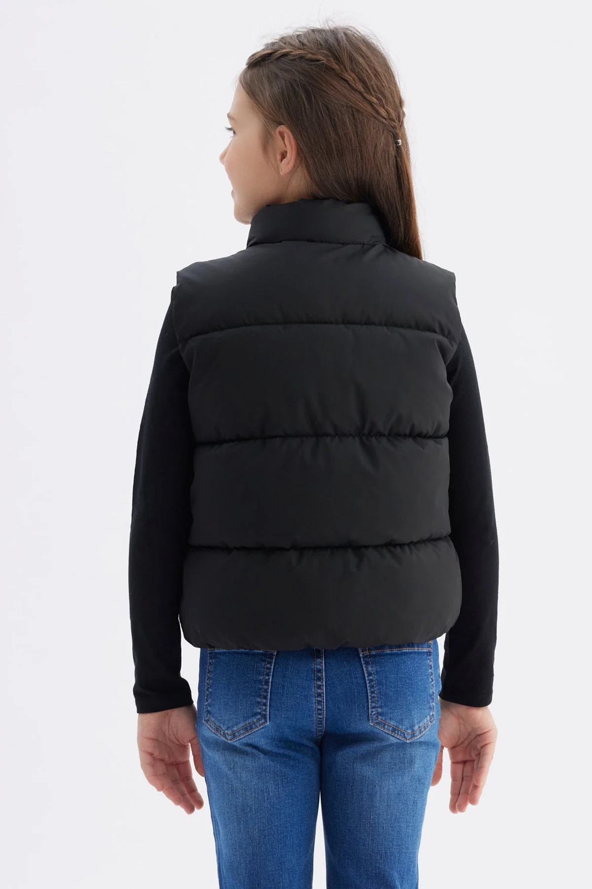 Parka Niña Cuello Con Cierre Negro - Image 3
