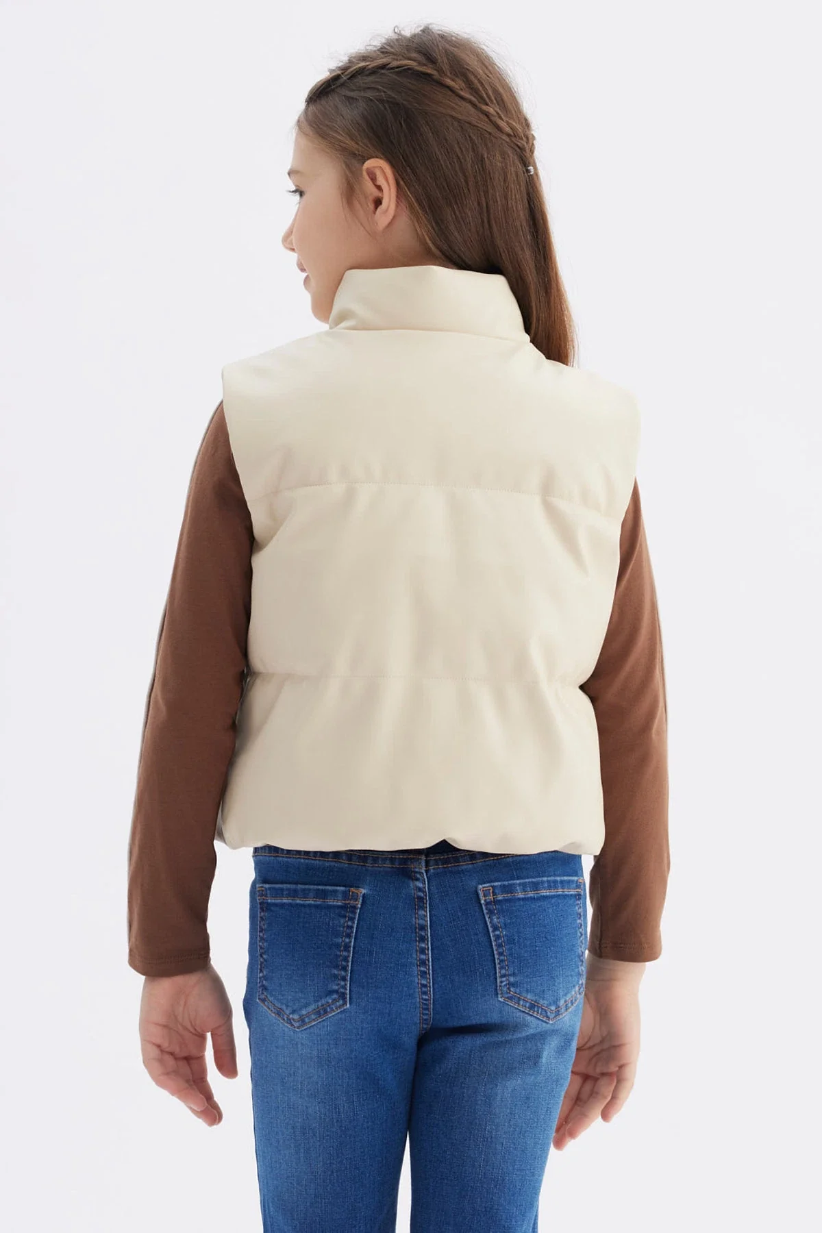 Parka Niña Efecto Cuero Beige - Image 3