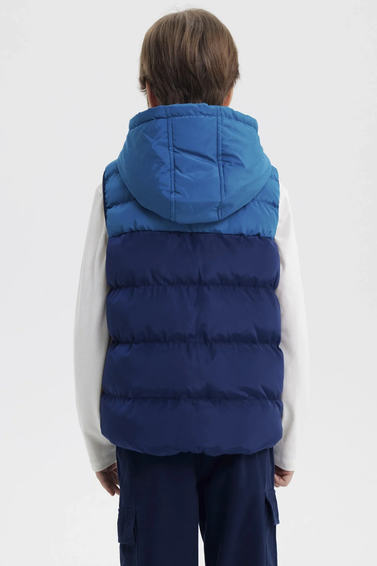 Parka Niño Sin Mangas Azul Petroleo - Image 3