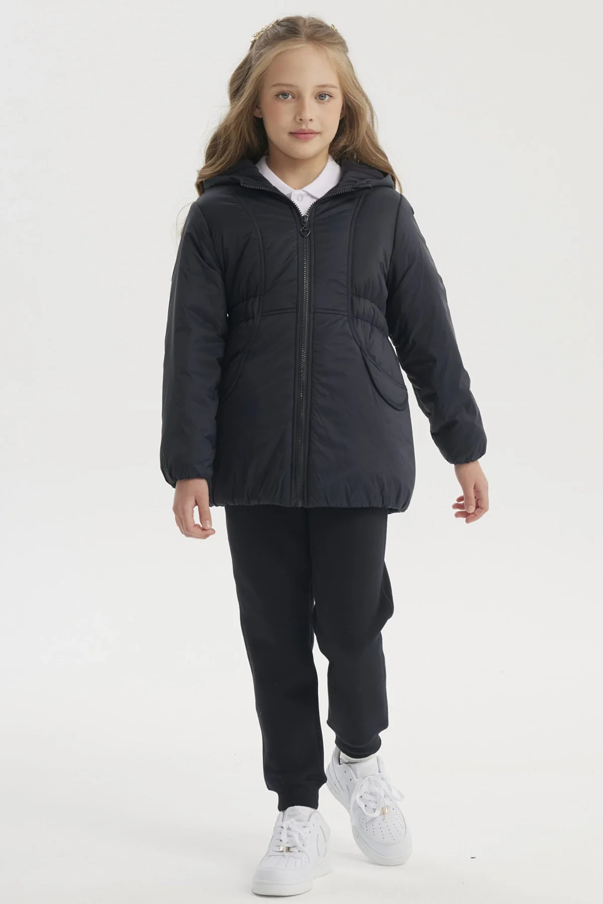 Parka Unisex Larga Con Polar Azul Marino - Image 4