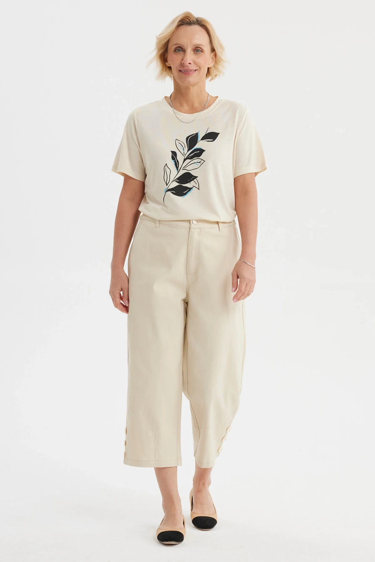 Pescador Mujer Detalle Pretina Beige Claro - Image 4