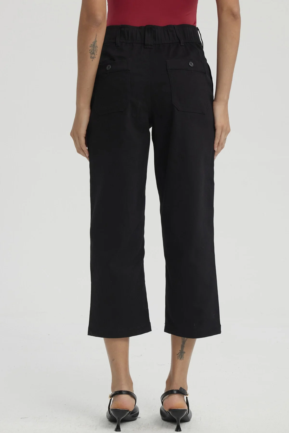 Pescador Mujer Gabardina Bolsillo Cargo Negro - Image 2