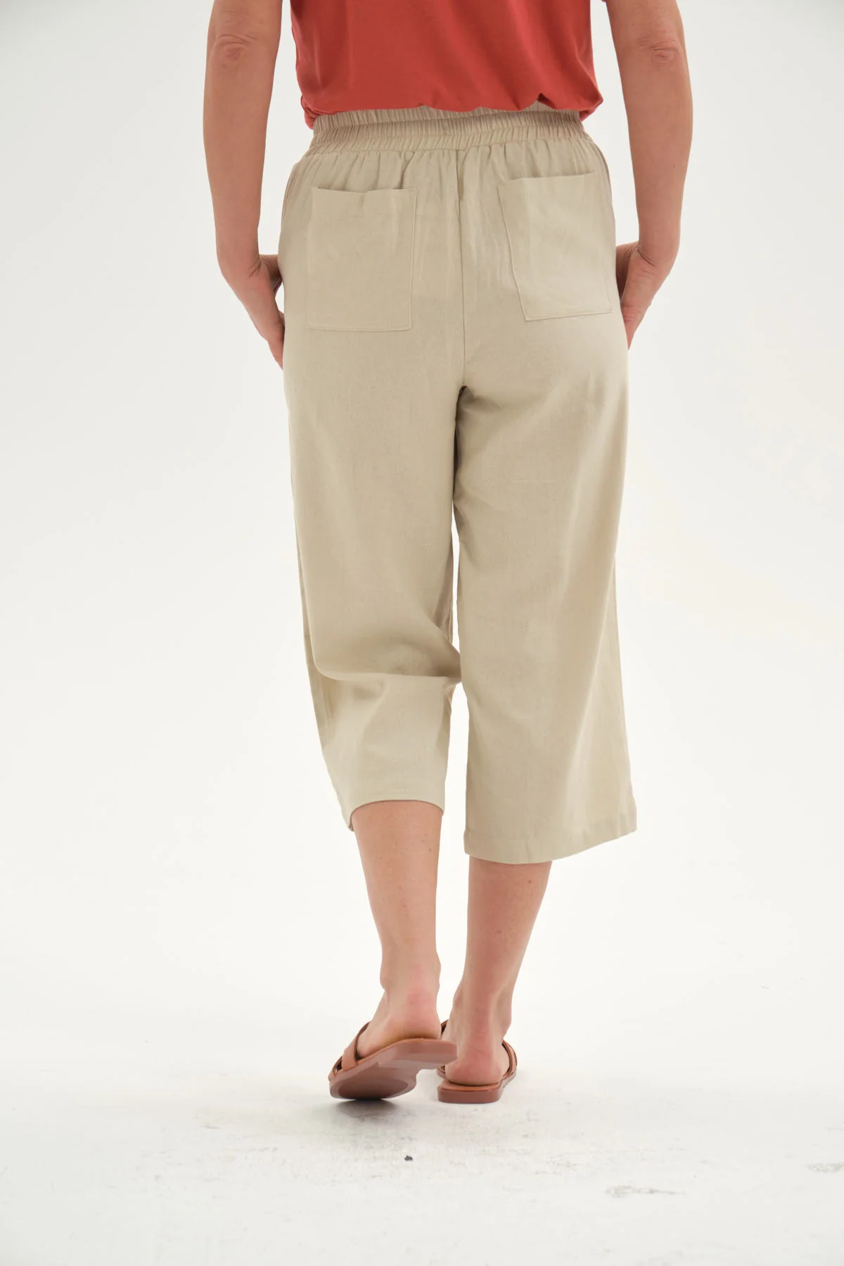 Pescador Mujer Lino Basta Roll Up Beige - Image 3