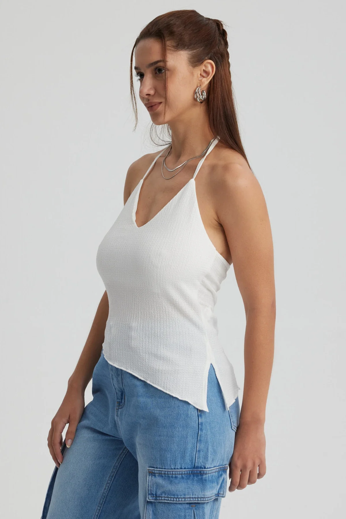 Peto Mujer Basta Asimétrica Blanco - Image 3