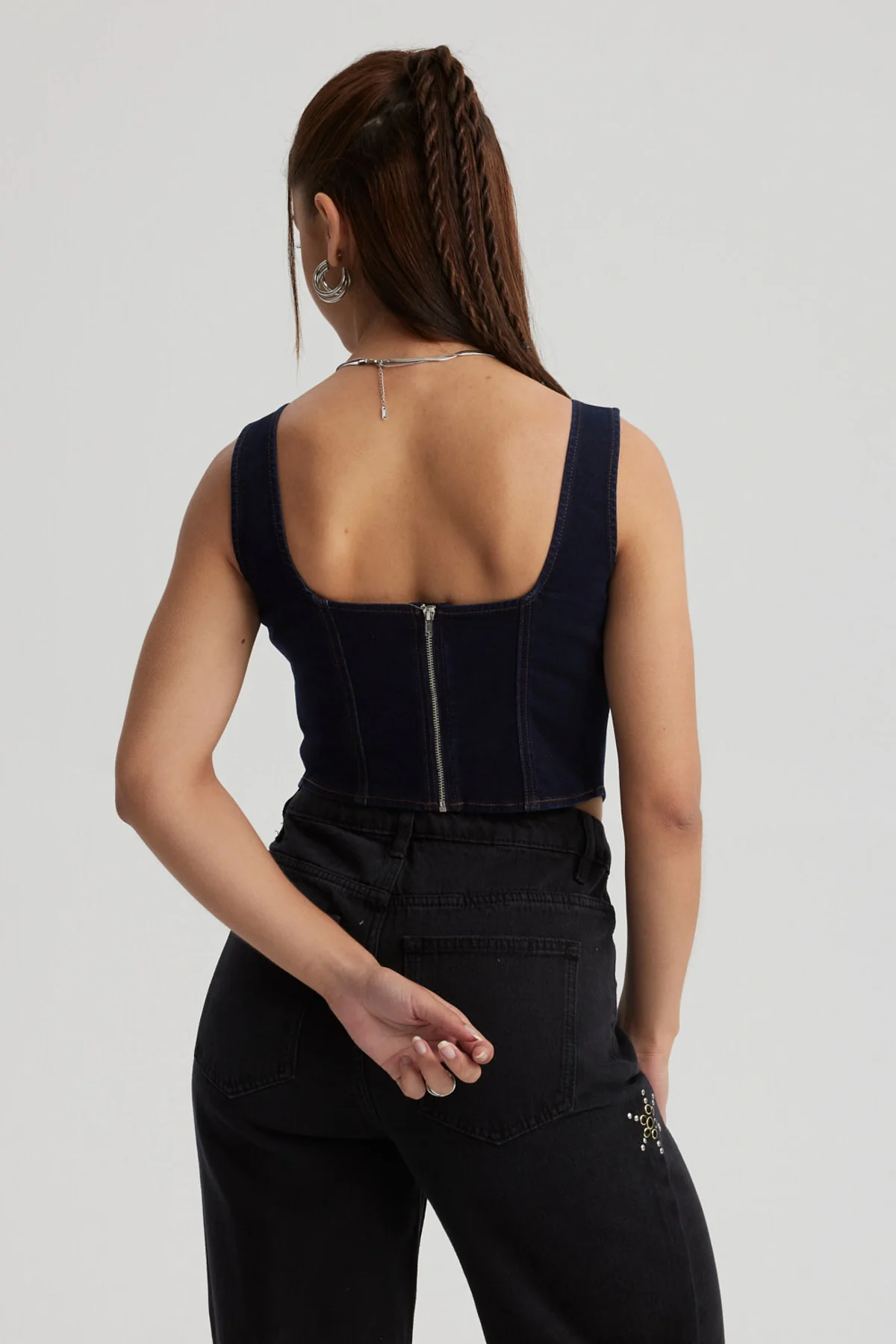Peto Mujer Corset Hilos Azul Oscuro - Image 3