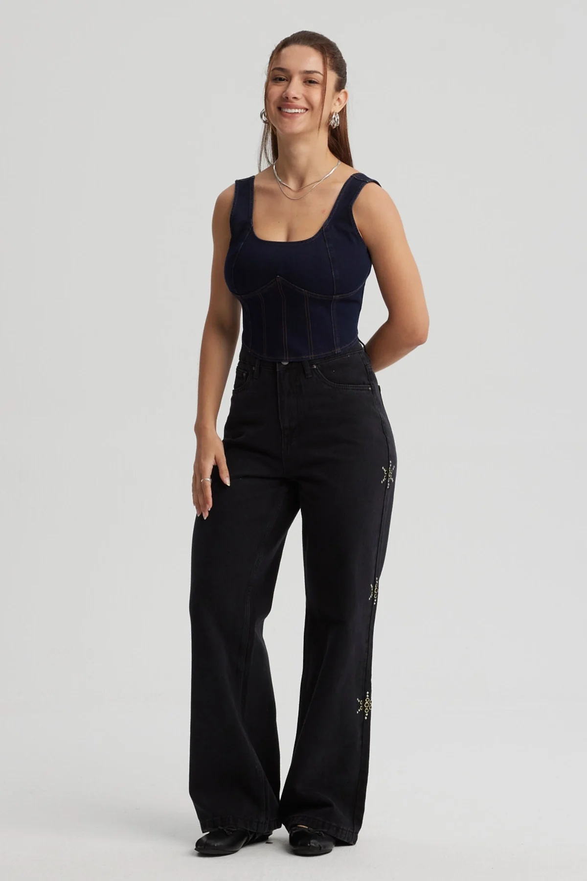 Peto Mujer Corset Hilos Azul Oscuro - Image 4