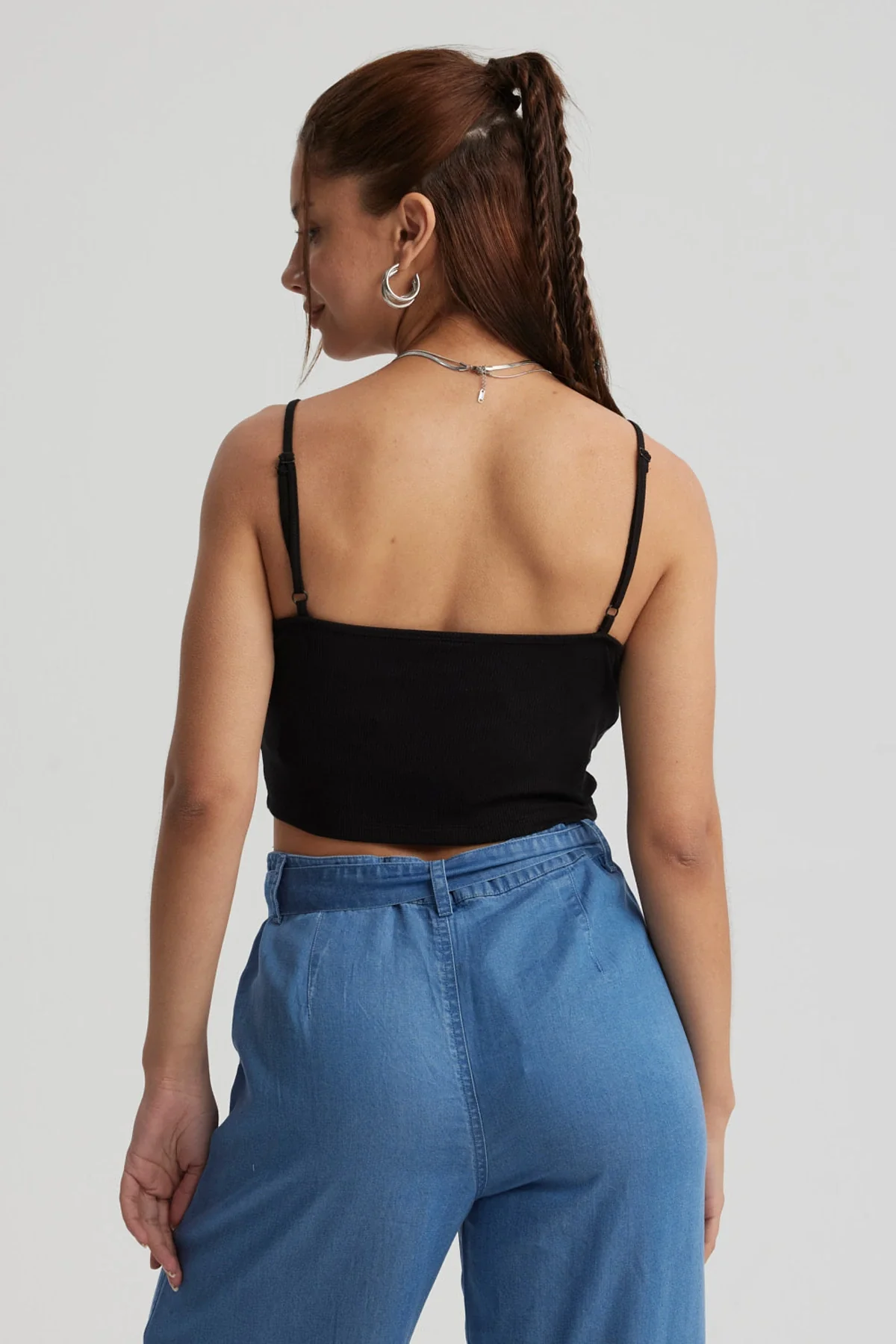 Peto Mujer Crop Rib Negro - Image 3